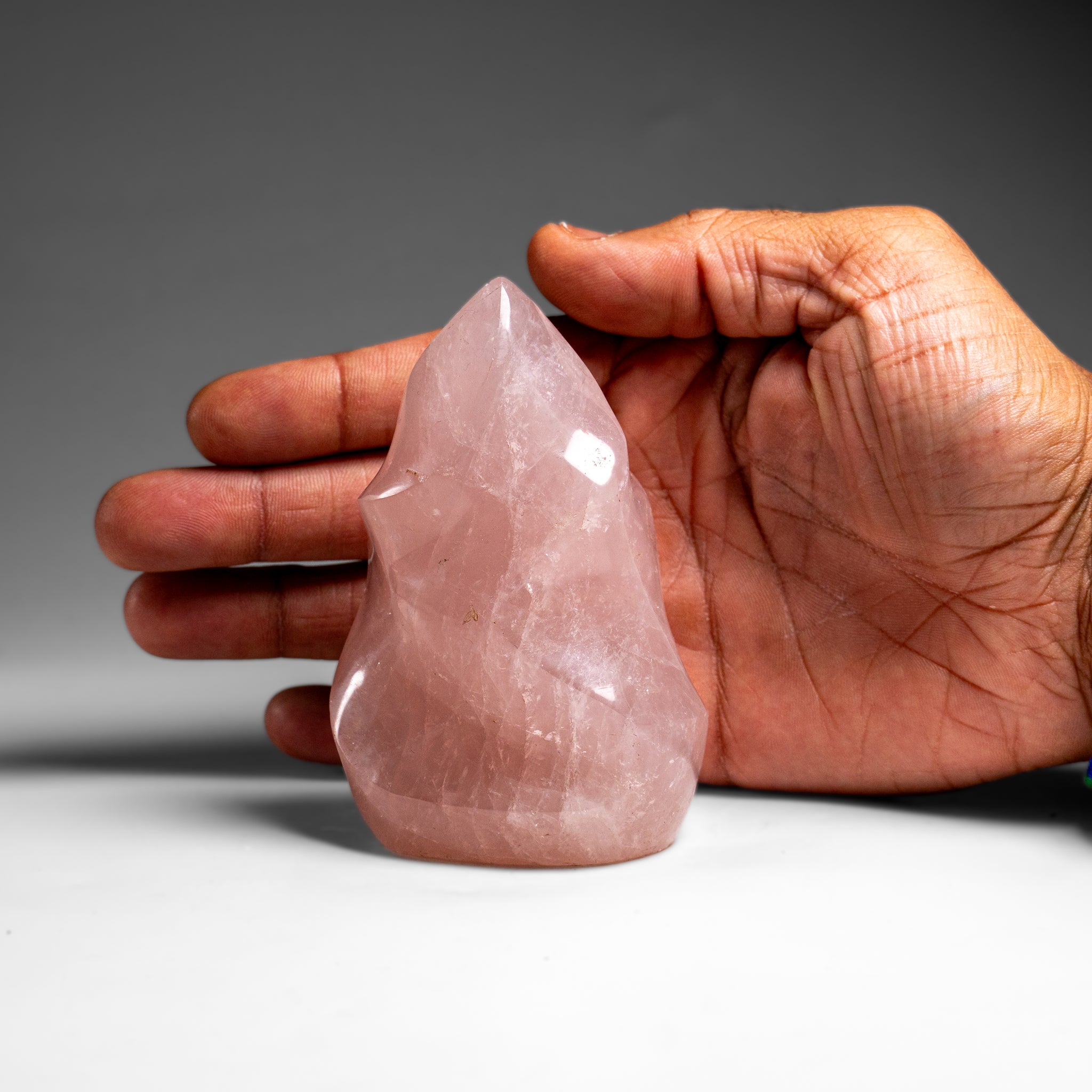 Polished Rose Quartz Flame Freeform From Brazil (361.5 grams)