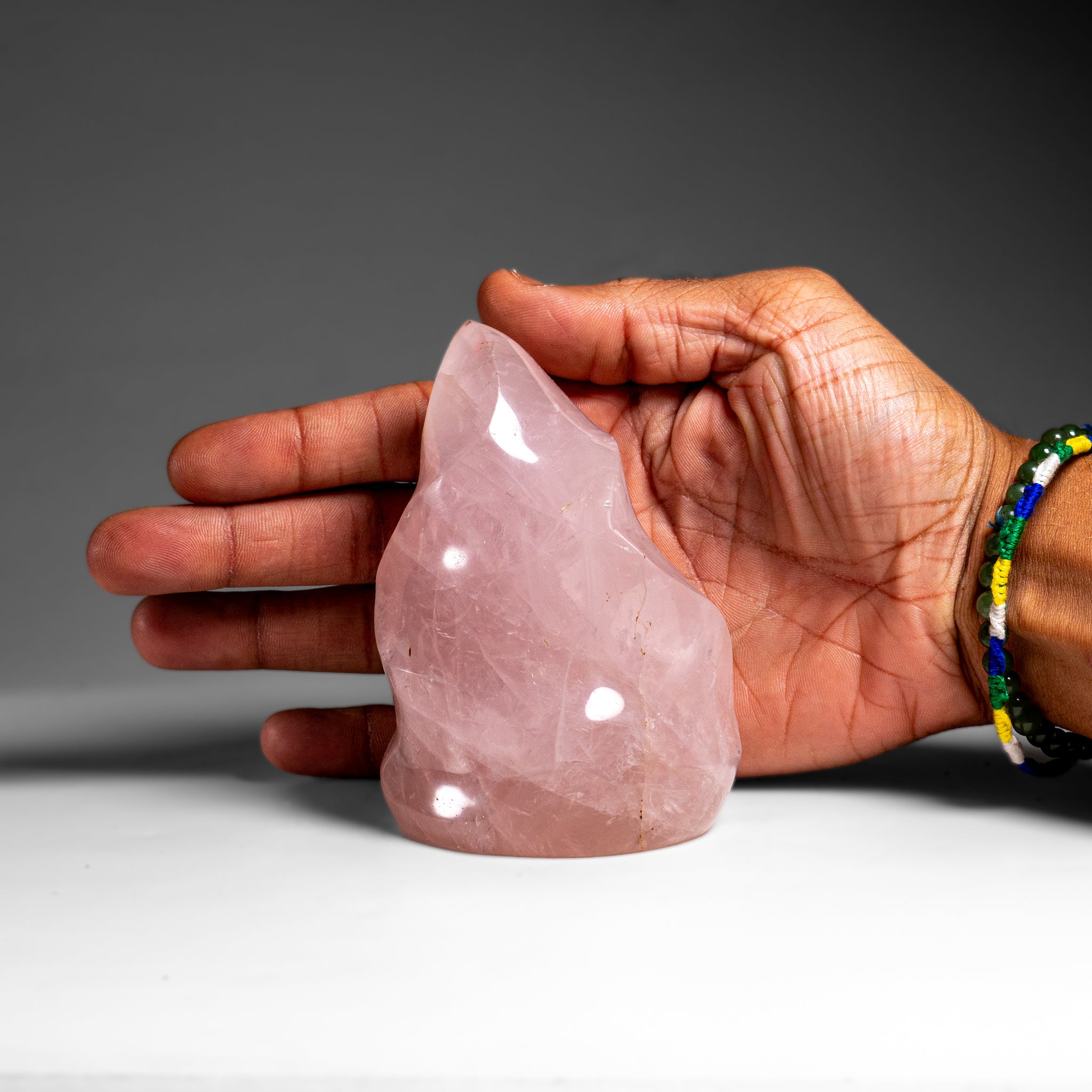 Polished Rose Quartz Flame Freeform From Brazil (1.1 lbs)
