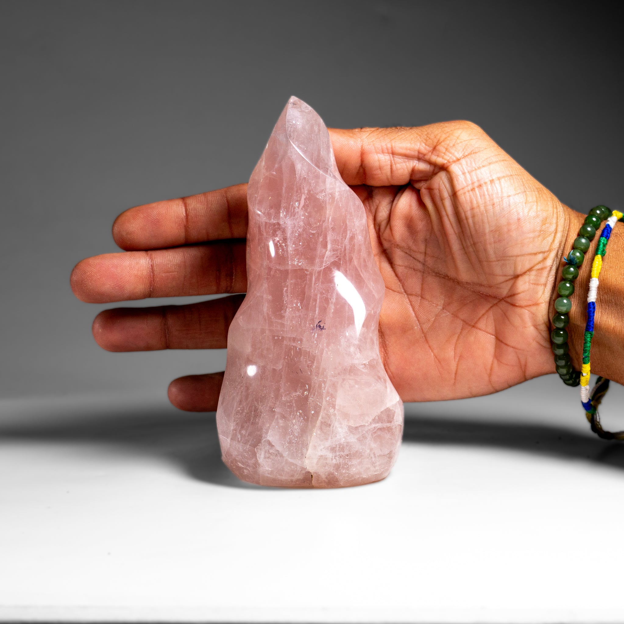 Polished Rose Quartz Flame Freeform From Brazil (1.3 lbs)