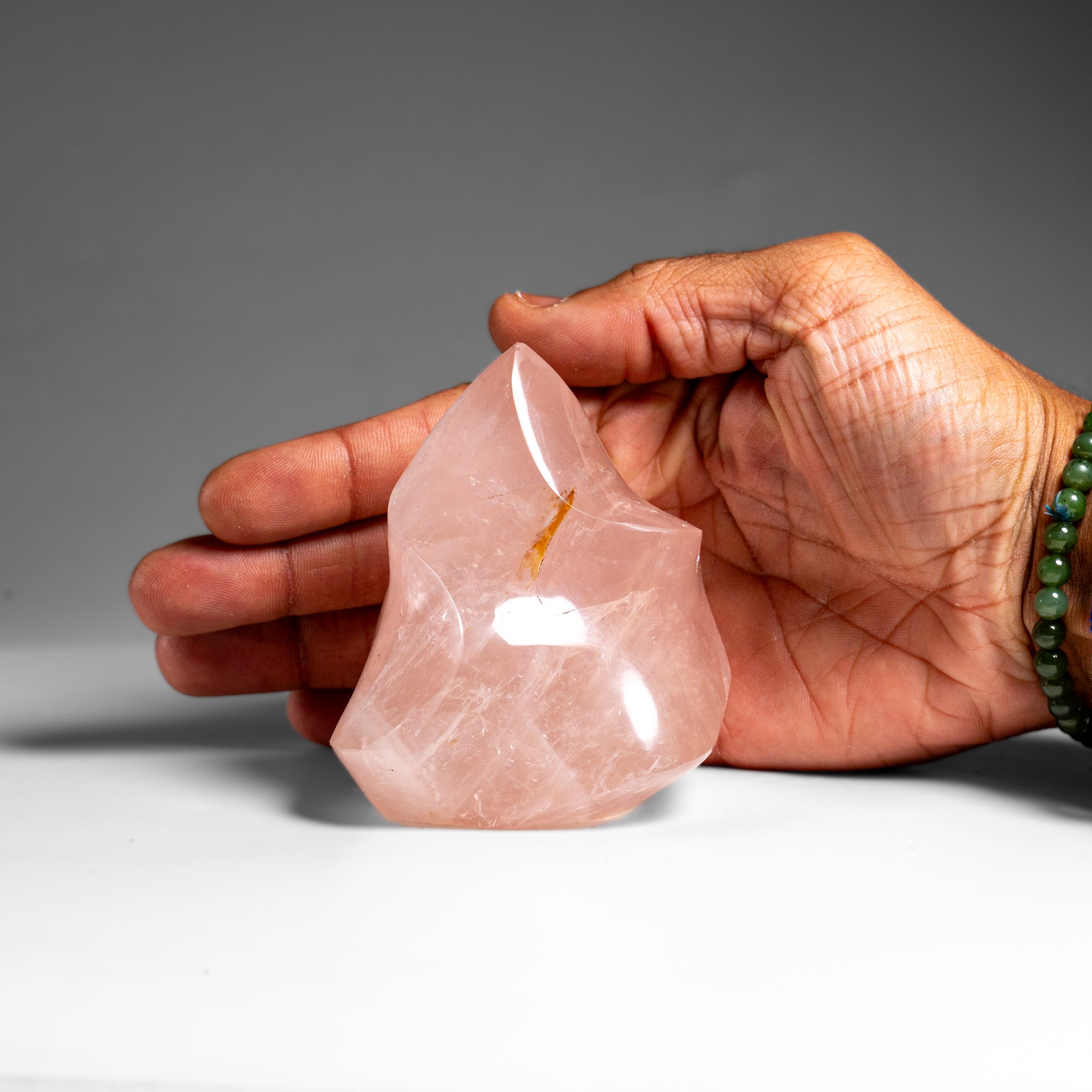 Polished Rose Quartz Flame Freeform From Brazil (.9 lbs)