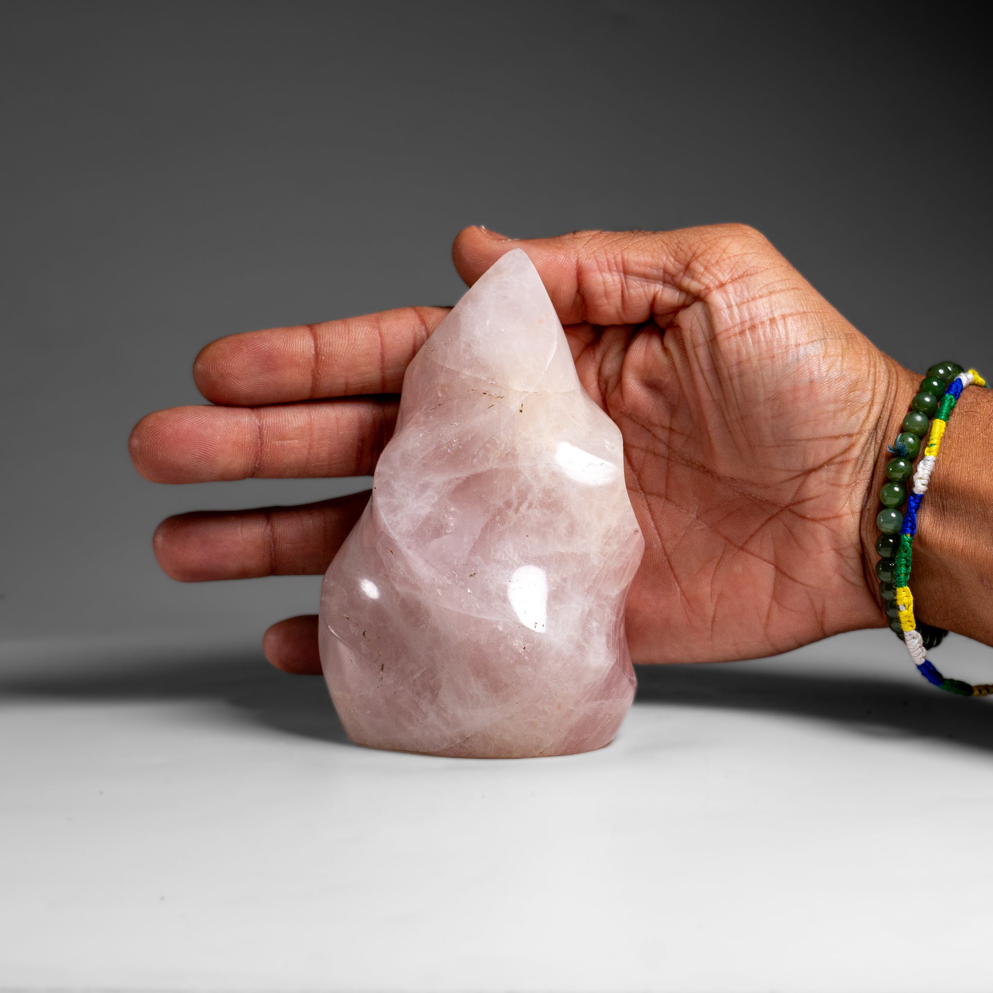Polished Rose Quartz Flame Freeform From Brazil (1.2 lbs)
