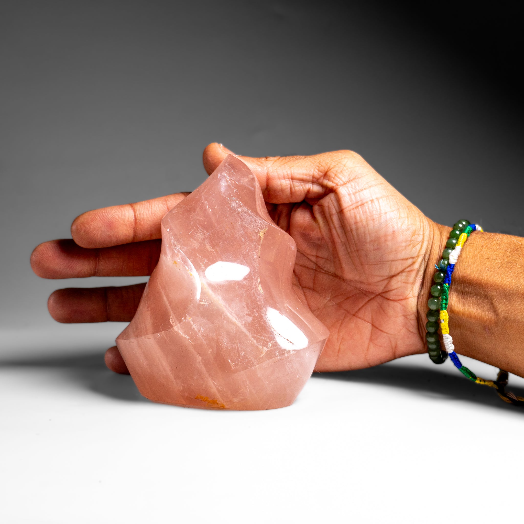 Polished Rose Quartz Flame Freeform From Brazil (1.5 lbs)