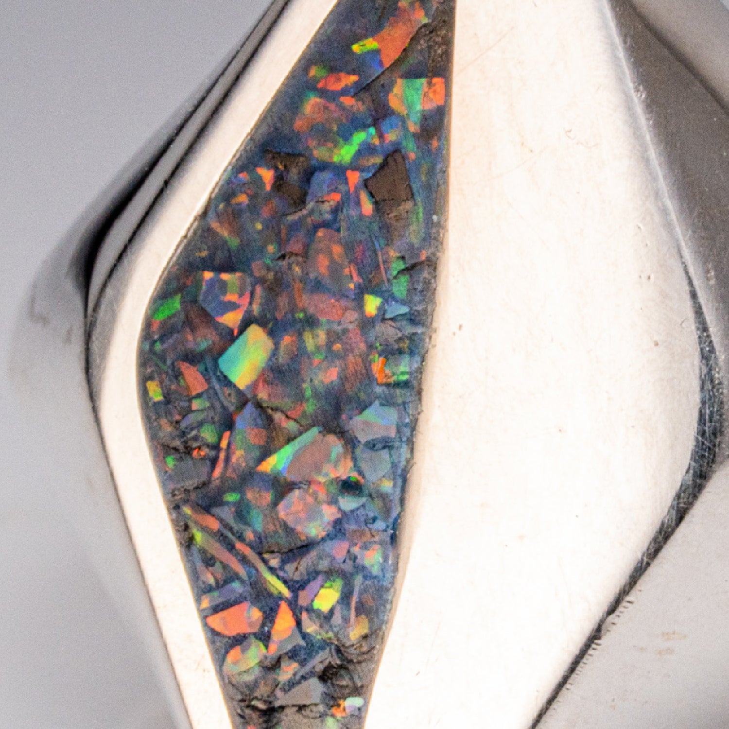 Genuine Opal Sterling Silver Men's Ring (Size 10)