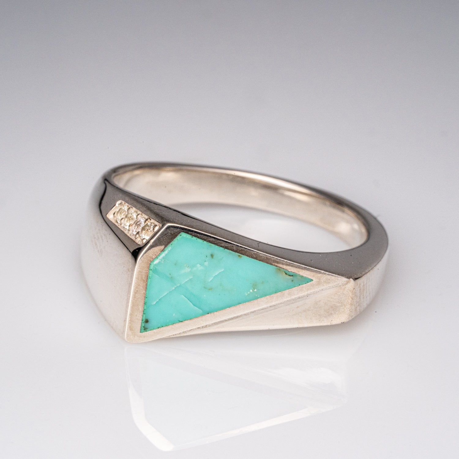 Genuine Turquoise Sterling Silver Men's Ring (Size 10.5)