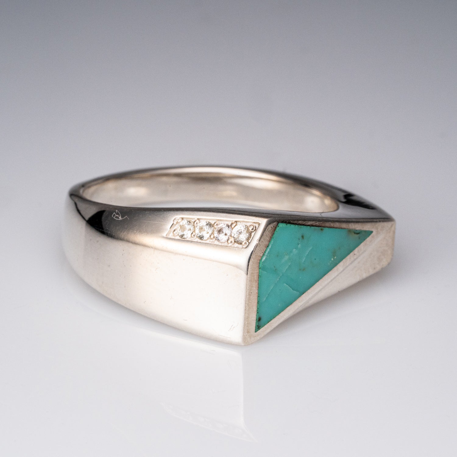 Genuine Turquoise Sterling Silver Men's Ring (Size 10.5)