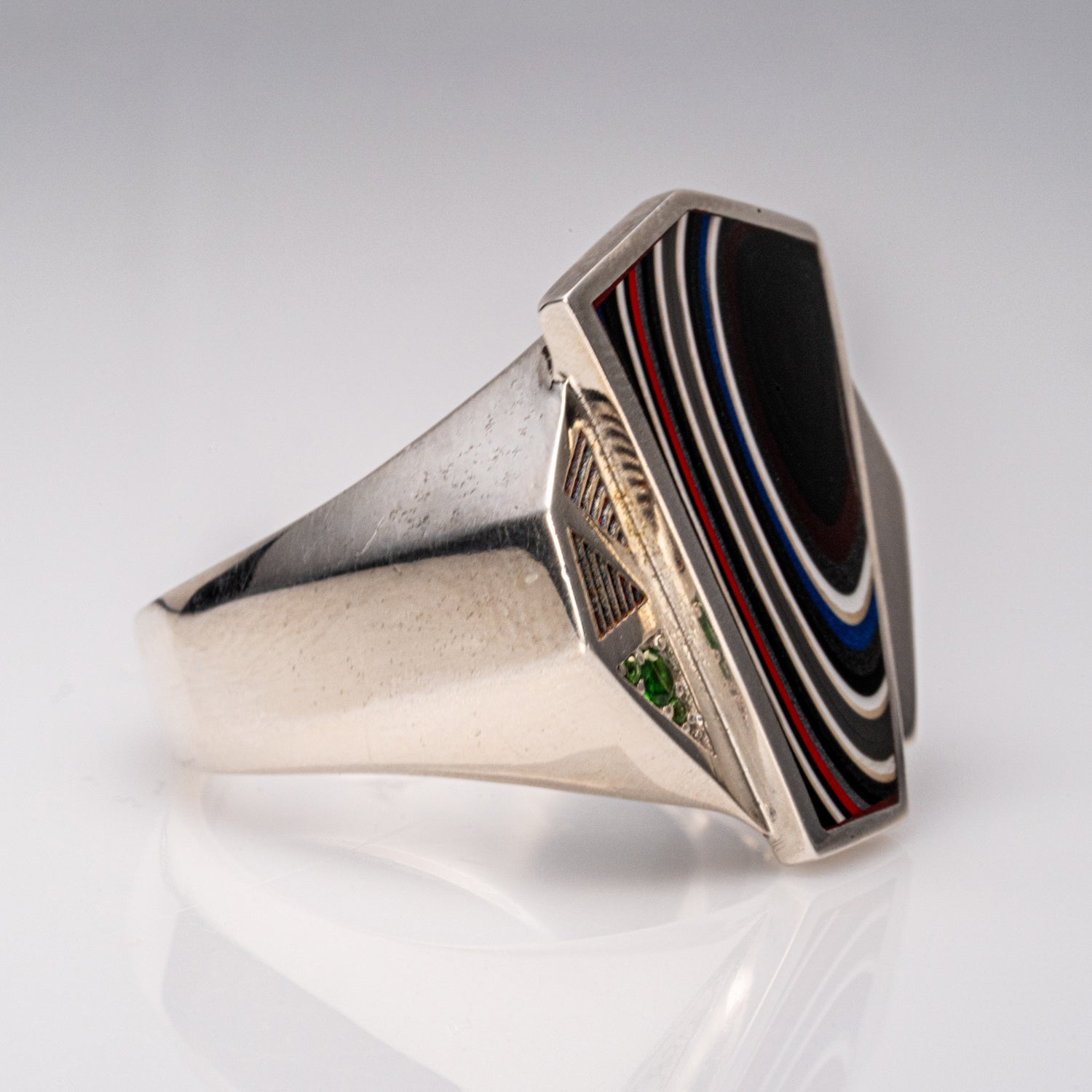 Genuine Fordite Sterling Silver Men's Ring (Size 10.5)