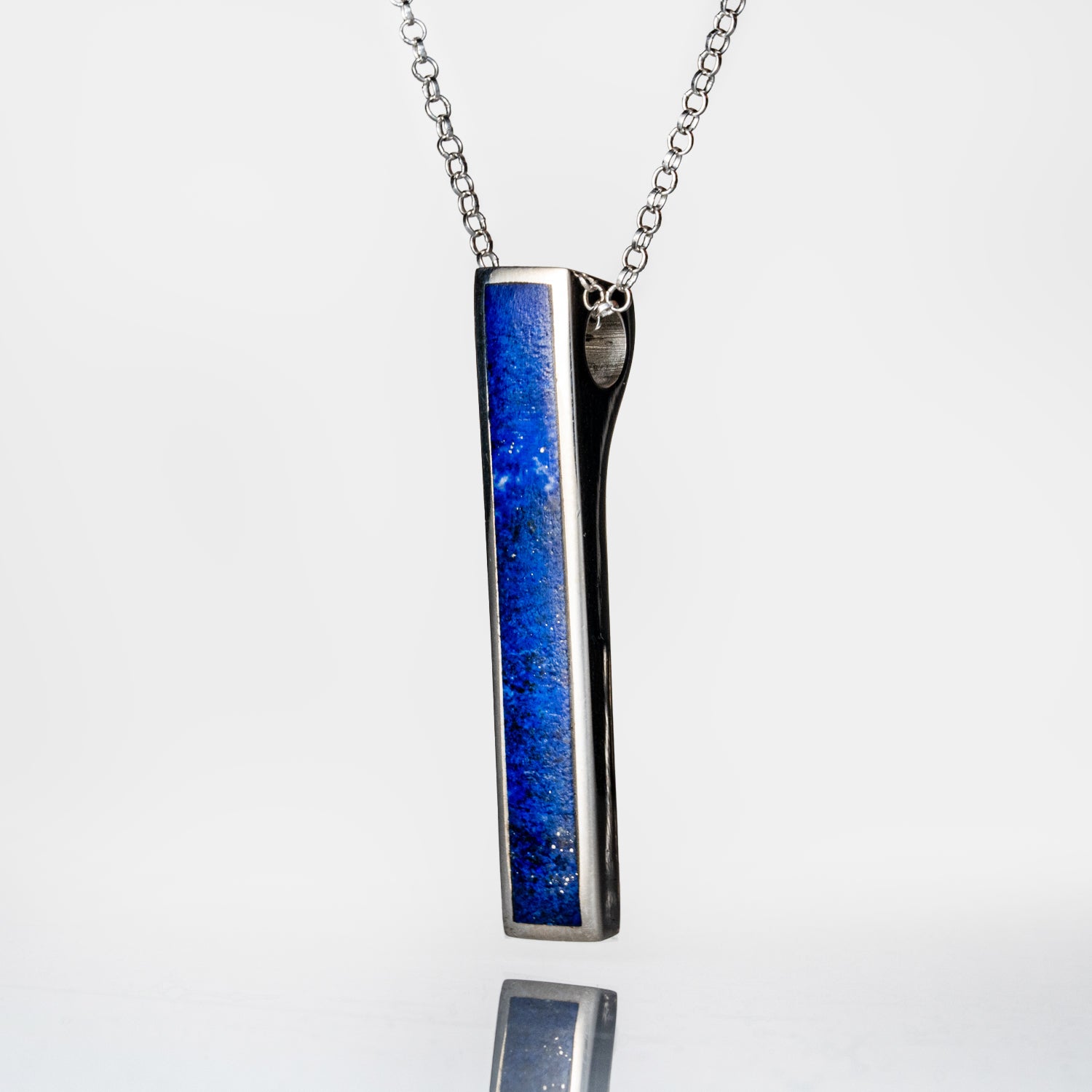 Genuine Lapis Lazuli Sterling Silver Pendant with 18" Sterling Silver Necklace