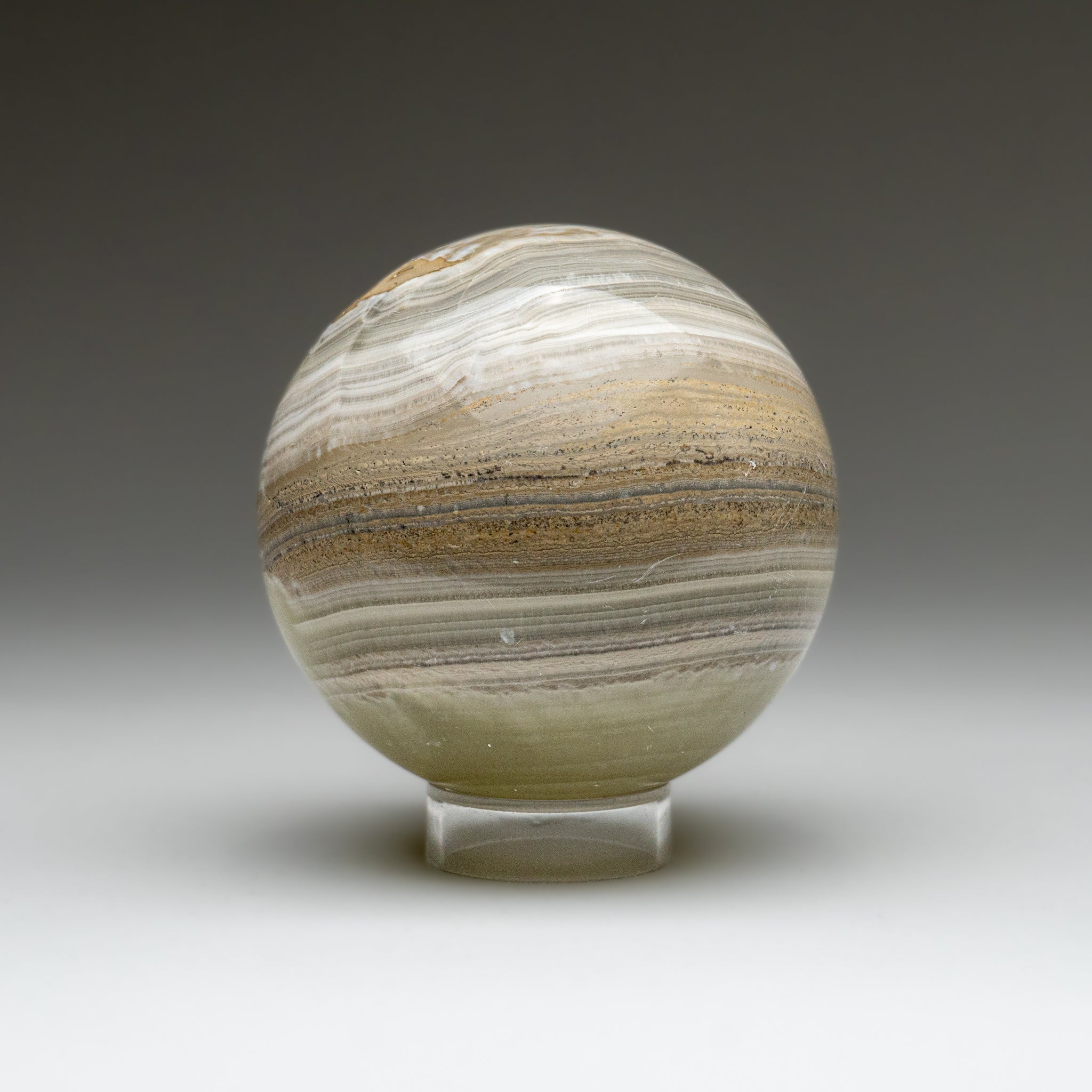 Polished Banded Green Onyx Sphere from Mexico (3.5 lbs)