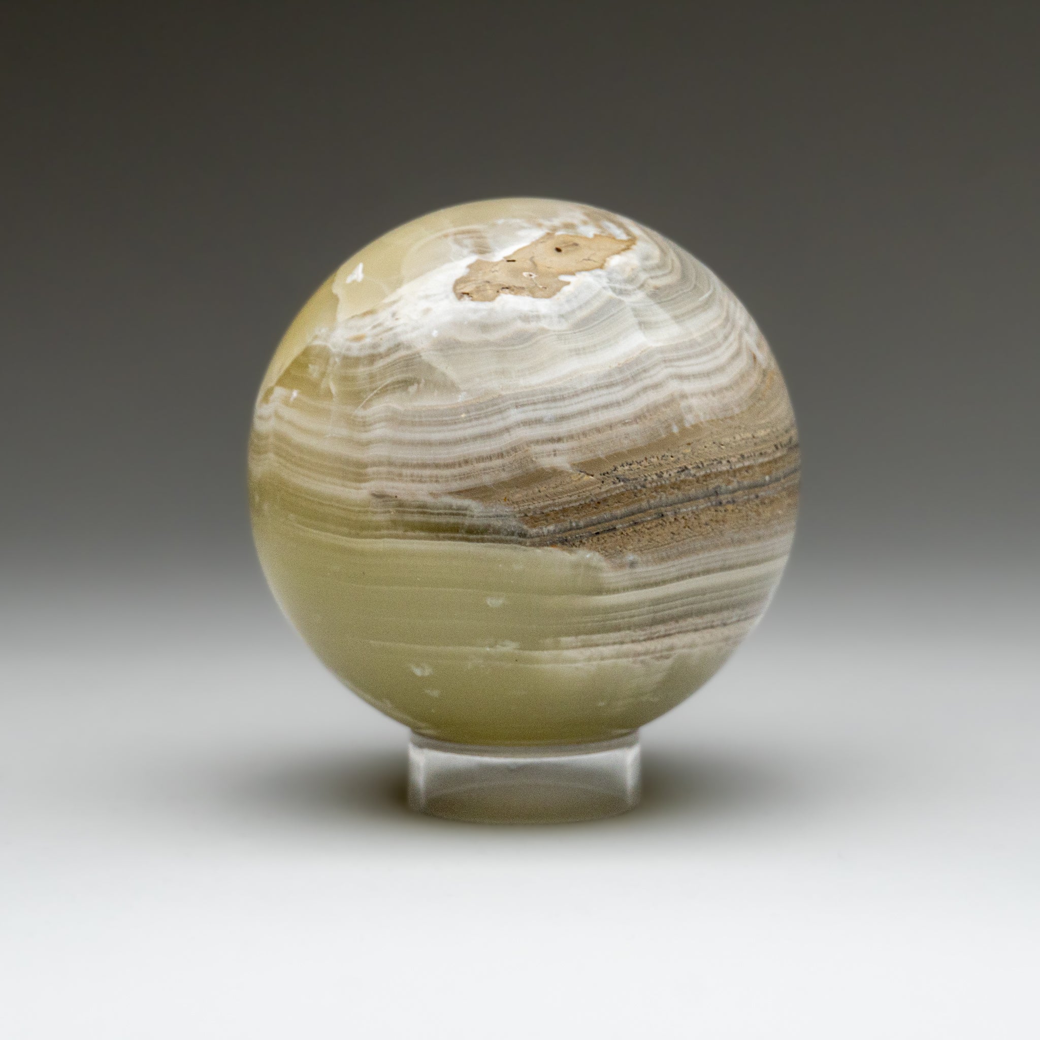 Polished Banded Green Onyx Sphere from Mexico (3.5 lbs)