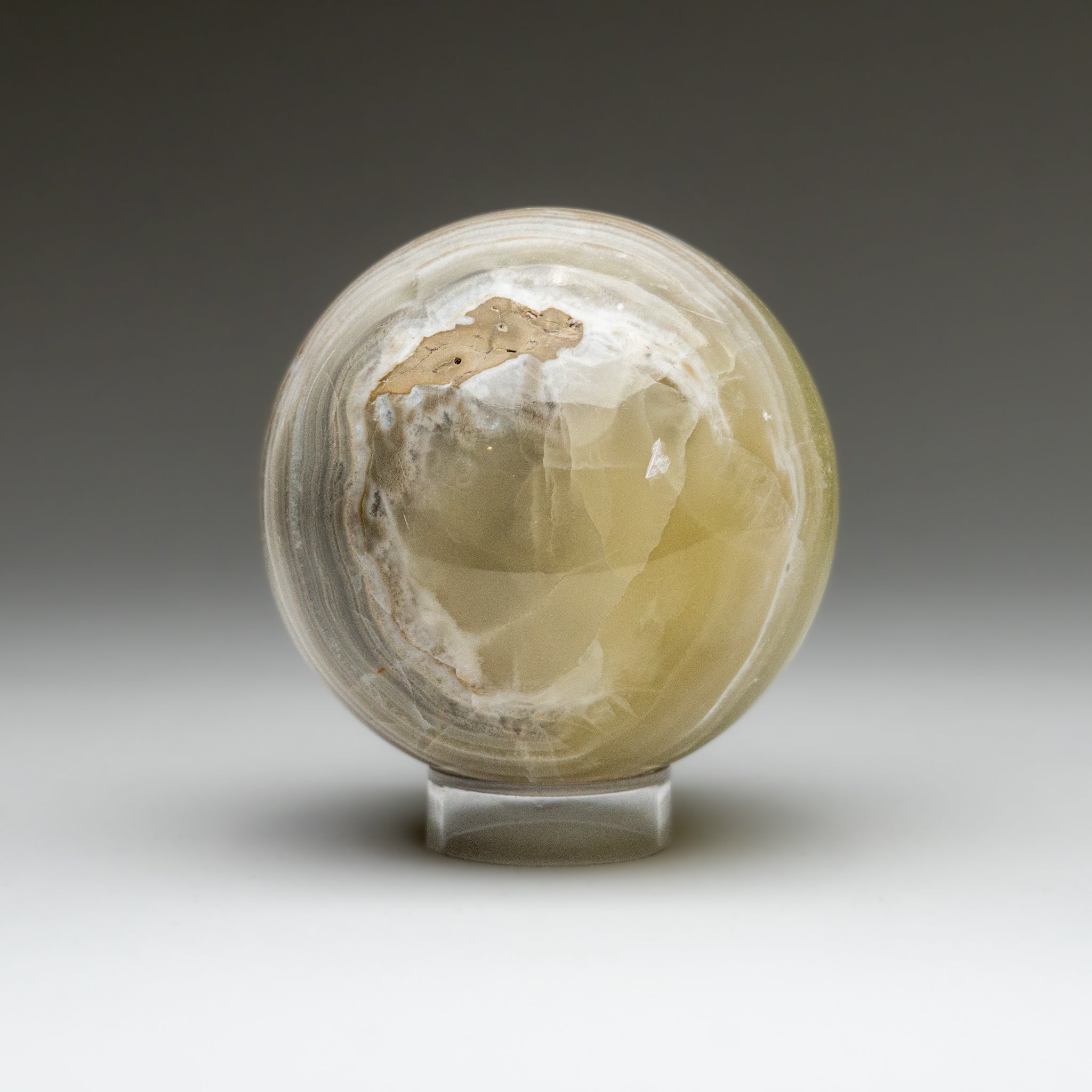 Polished Banded Green Onyx Sphere from Mexico (3.5 lbs)