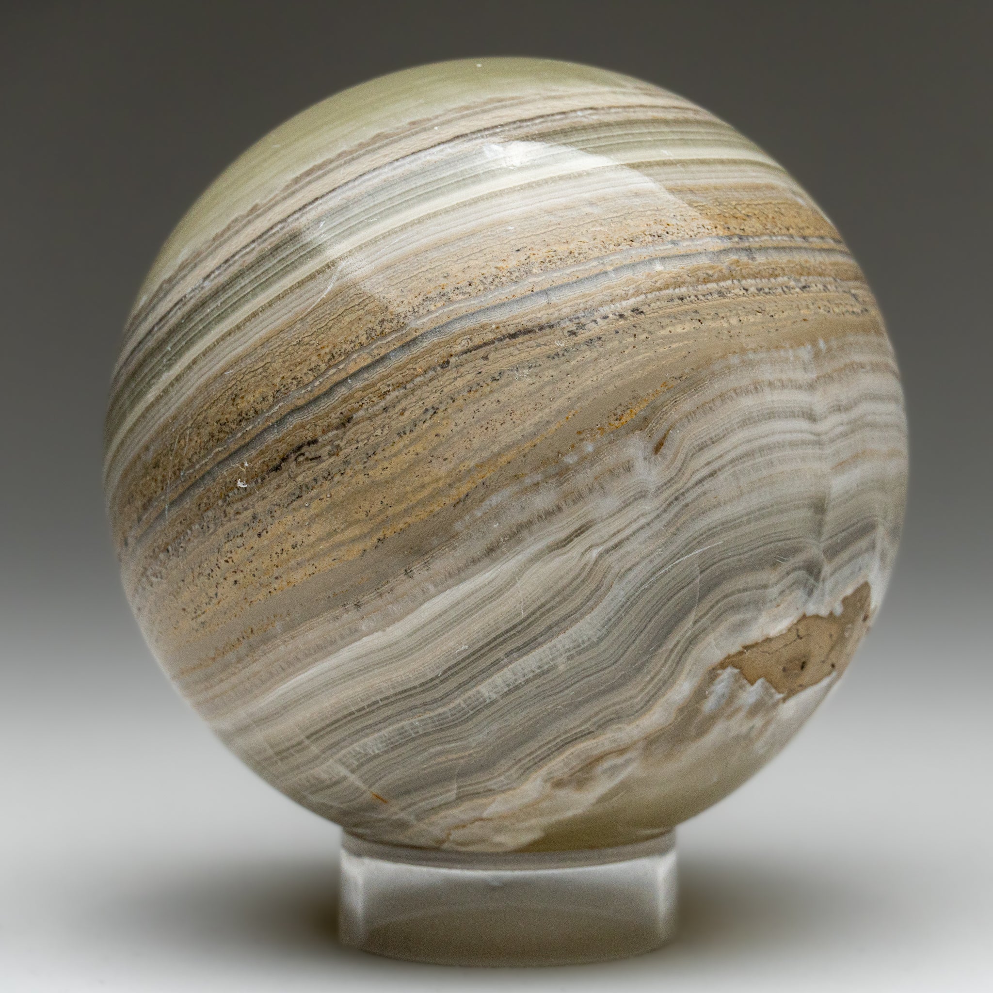 Polished Banded Green Onyx Sphere from Mexico (3.5 lbs)