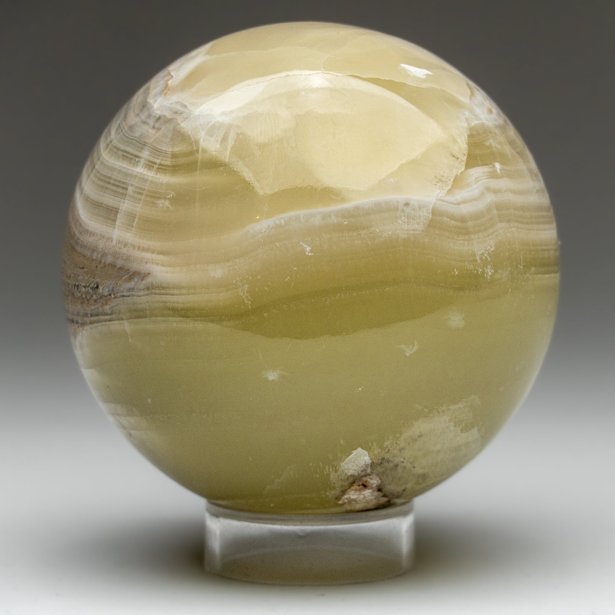 Polished Banded Green Onyx Sphere from Mexico (3.5 lbs)
