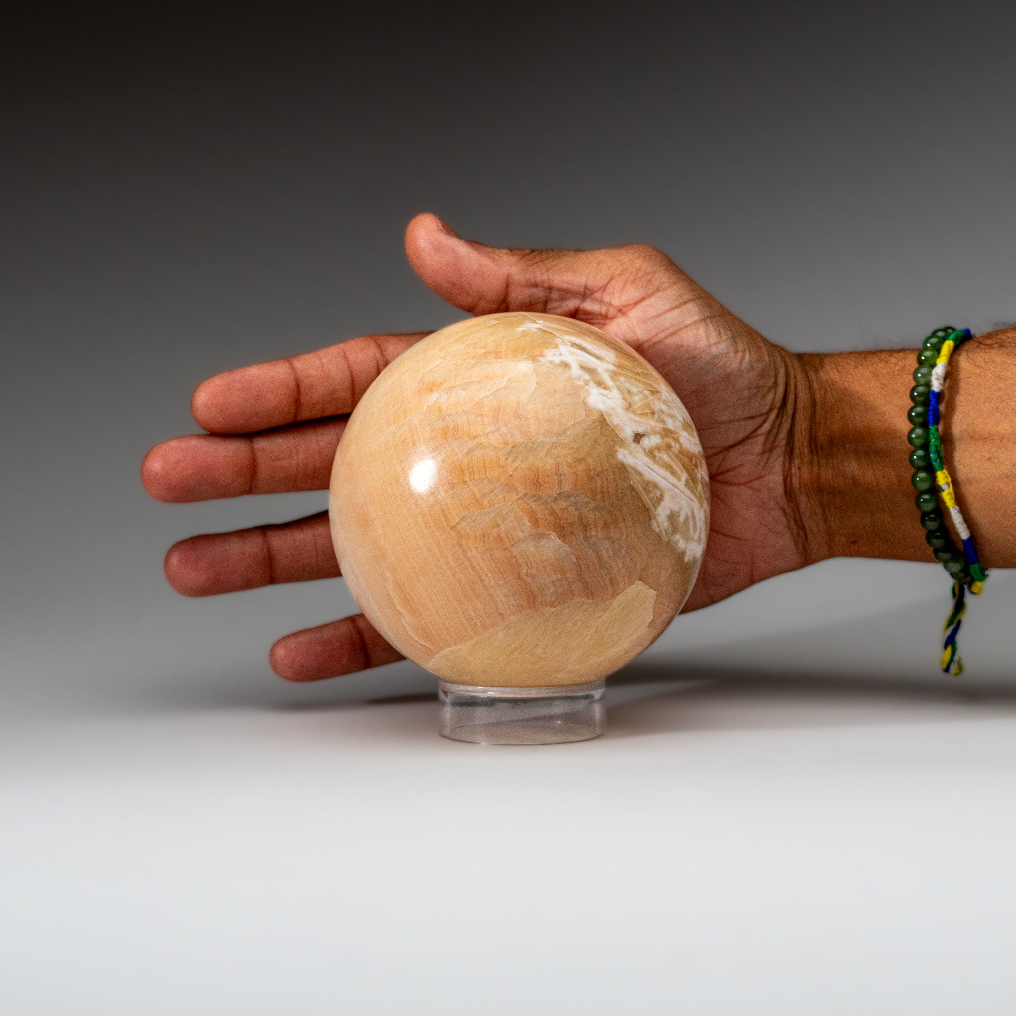 Polished Orange Onyx Sphere from Mexico (3.1 lbs)