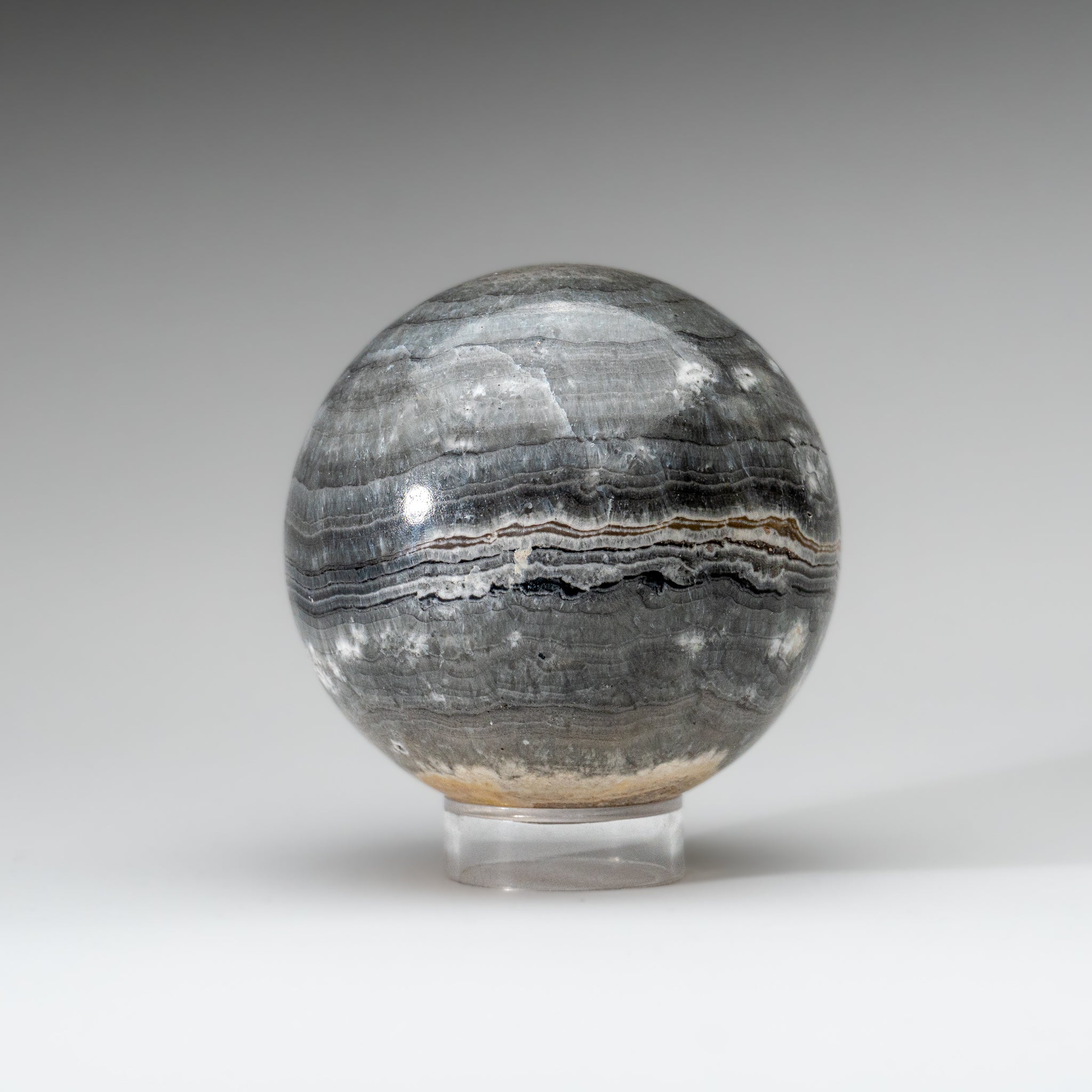 Polished Grey Banded Onyx Sphere from Mexico (3.2 lbs)