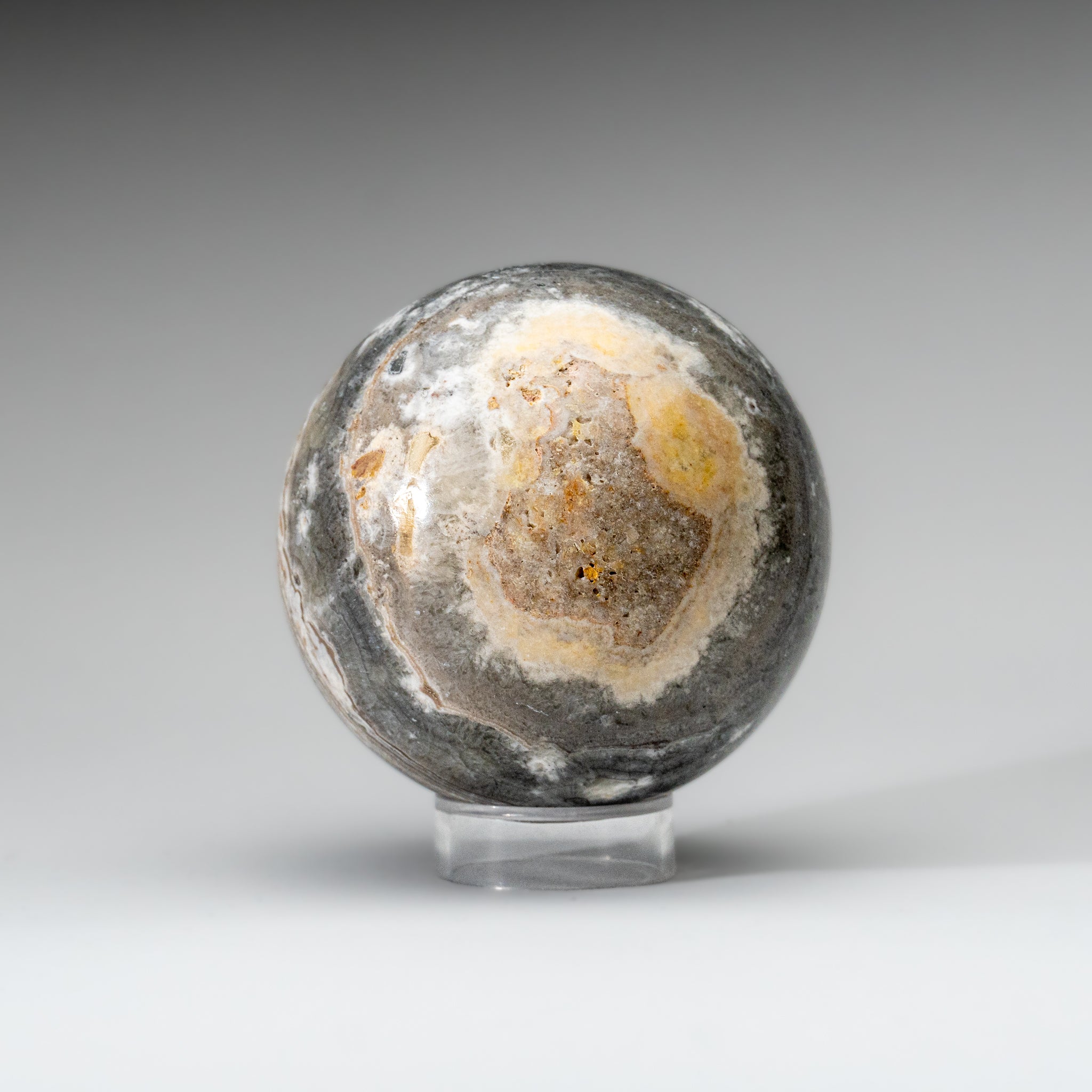 Polished Grey Banded Onyx Sphere from Mexico (3.2 lbs)