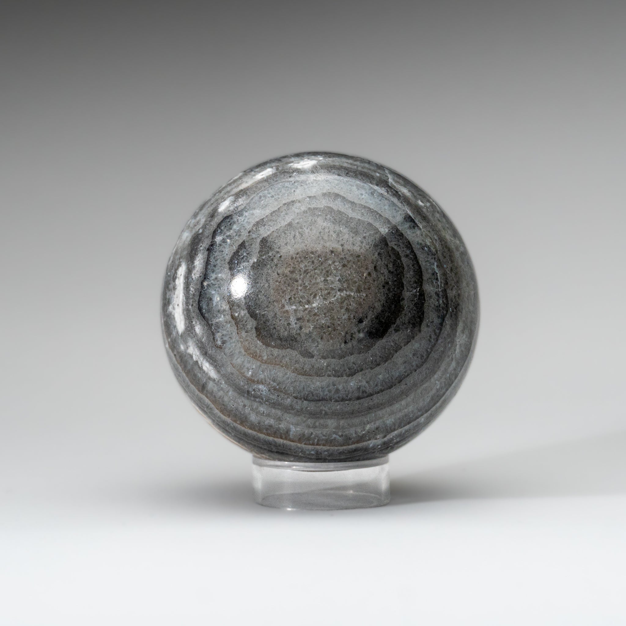 Polished Grey Banded Onyx Sphere from Mexico (3.2 lbs)
