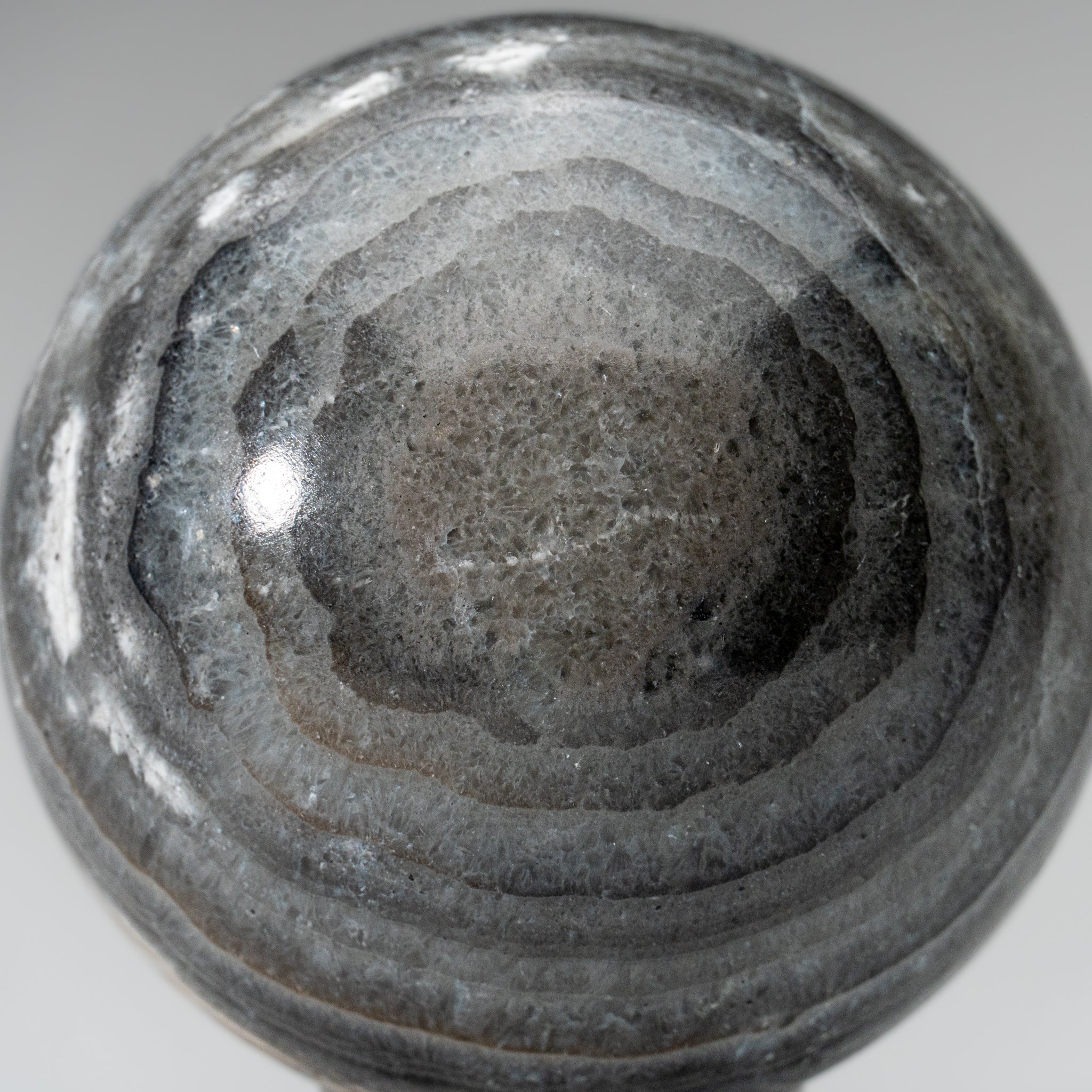 Polished Grey Banded Onyx Sphere from Mexico (3.2 lbs)