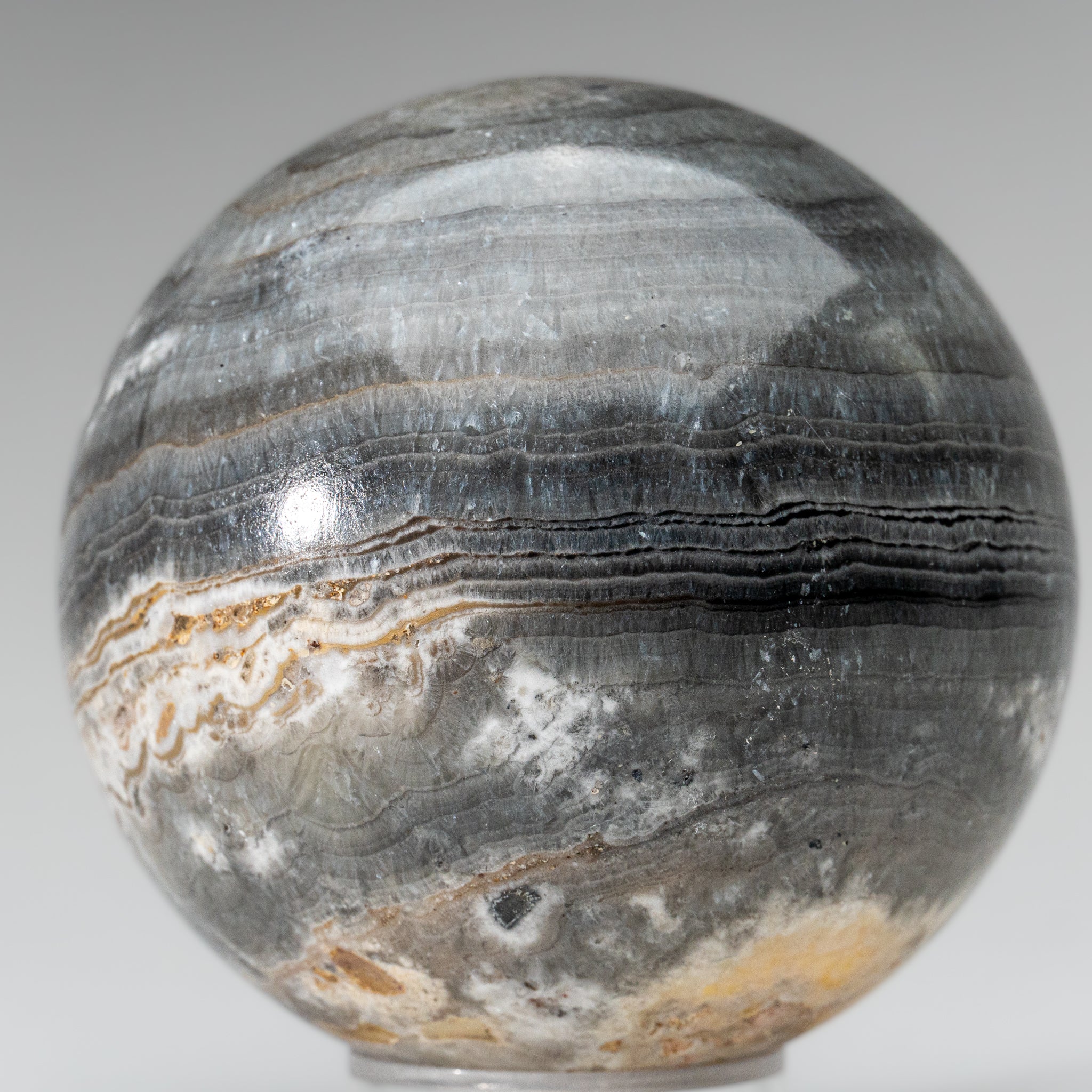 Polished Grey Banded Onyx Sphere from Mexico (3.2 lbs)