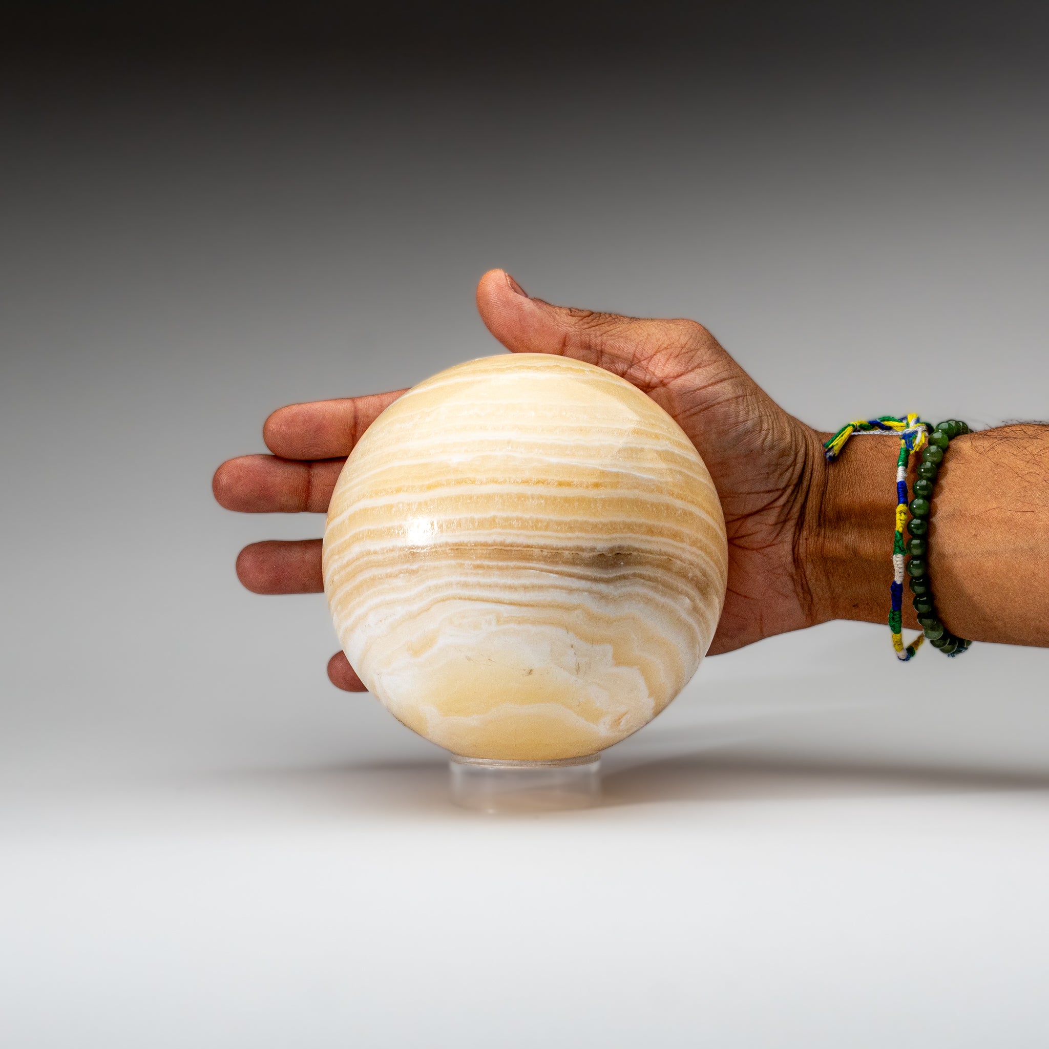 Polished Yellow Banded Onyx Sphere from Mexico (5 lbs)