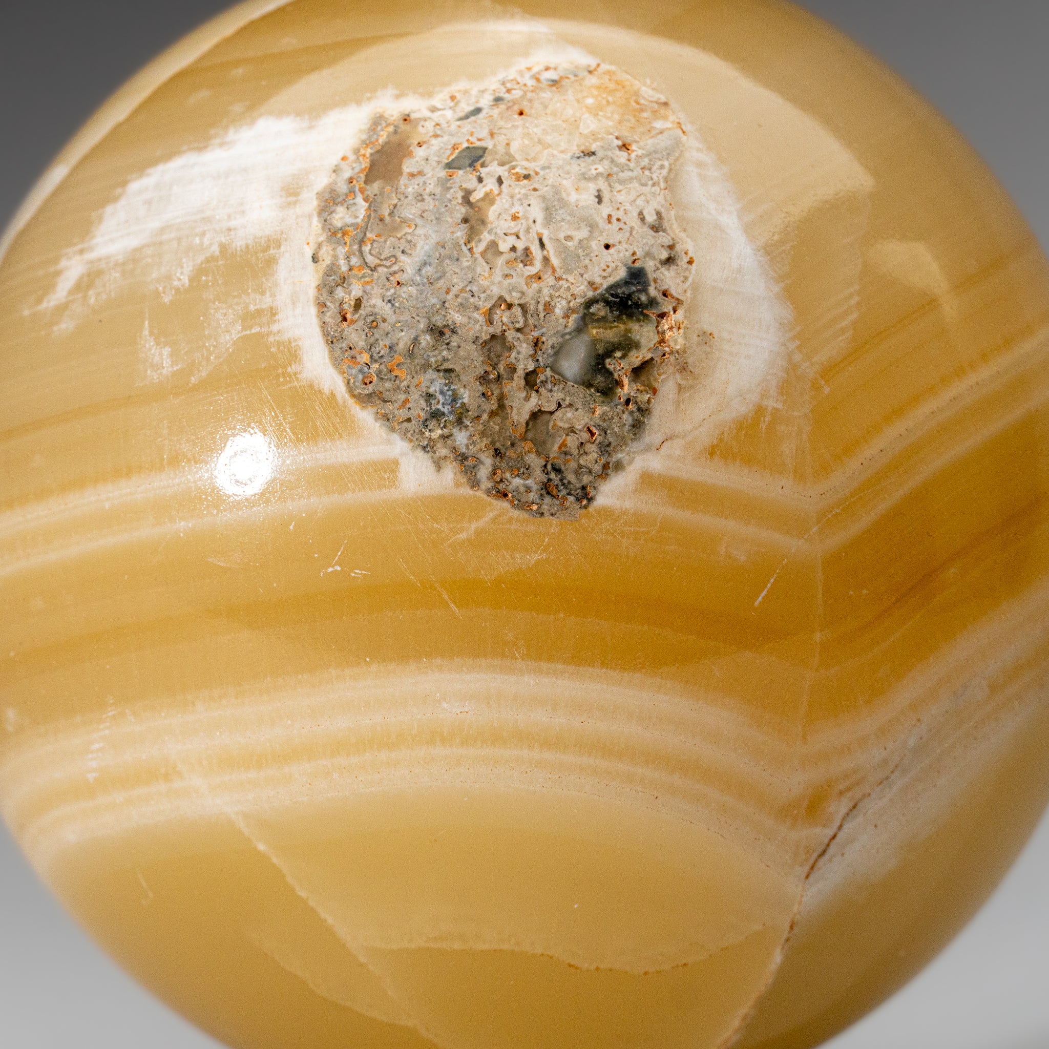Polished Yellow Banded Onyx Sphere from Mexico (6 lbs)