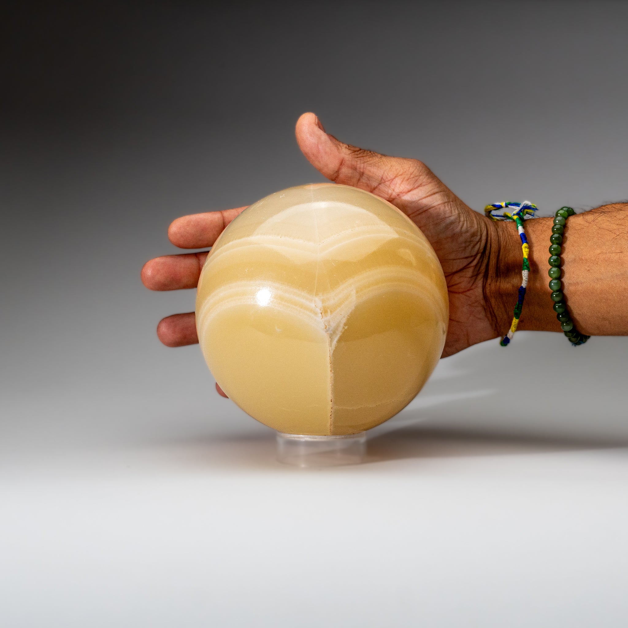 Polished Yellow Banded Onyx Sphere from Mexico (6 lbs)