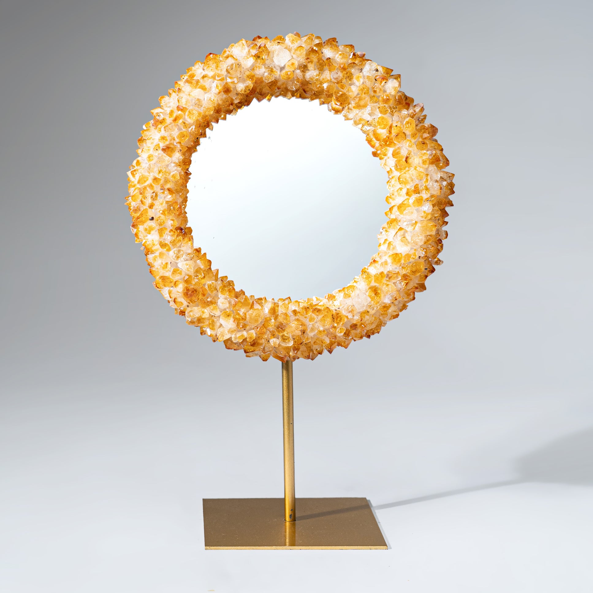 Genuine Citrine Crystal Cluster Mirror on Stand (3 lbs) CT-MR