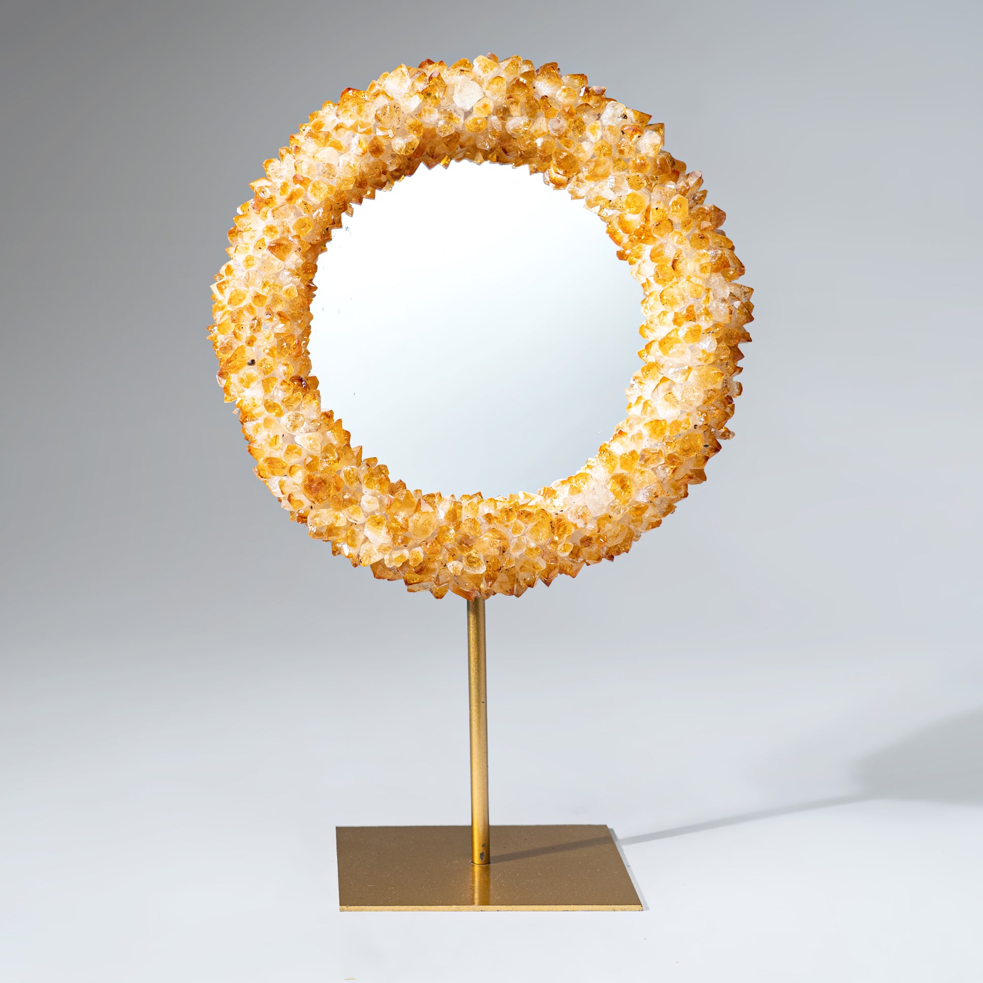 Genuine Citrine Crystal Cluster Mirror on Stand (3 lbs)