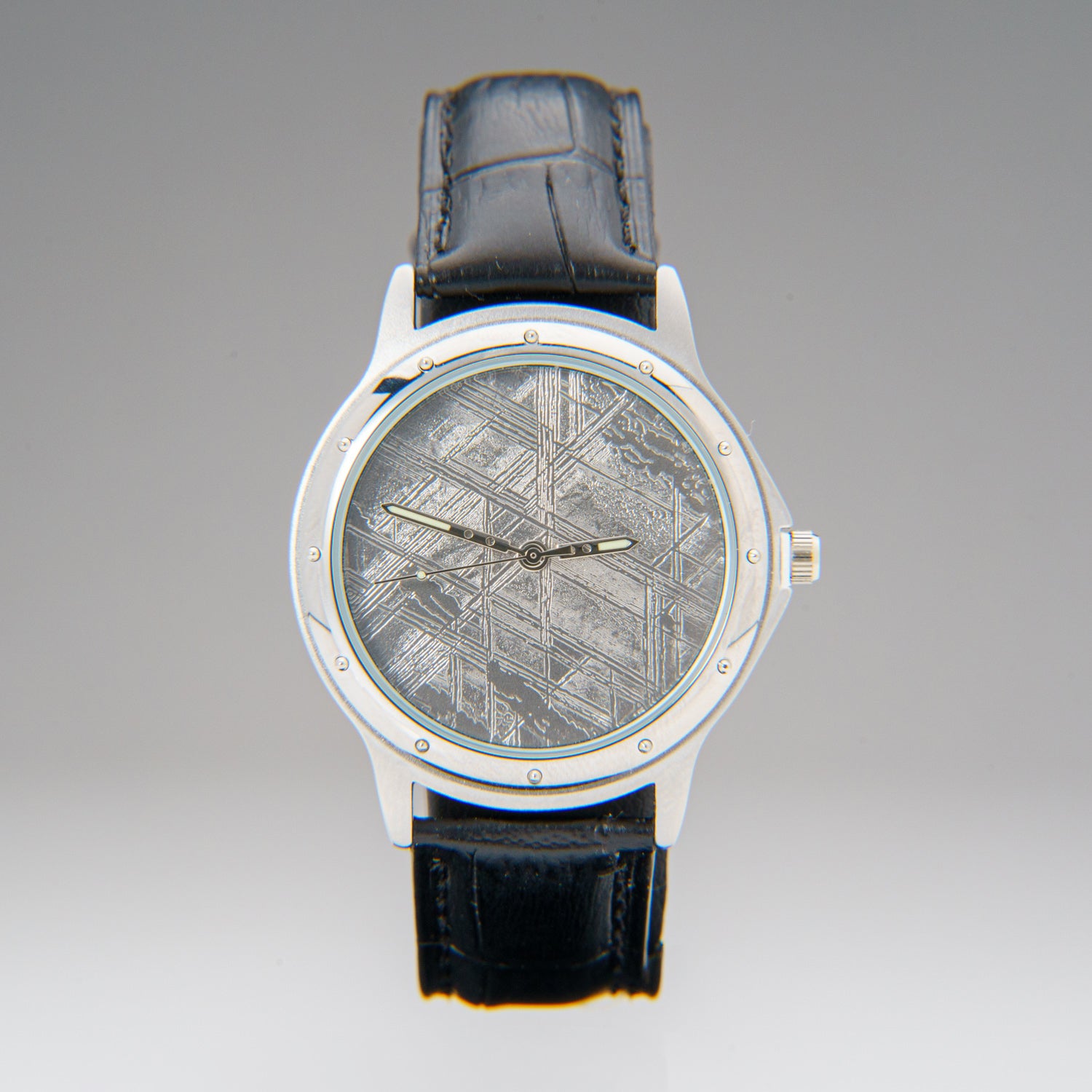 Genuine Muonionalusta Meteorite Watch with Genuine Leather Band