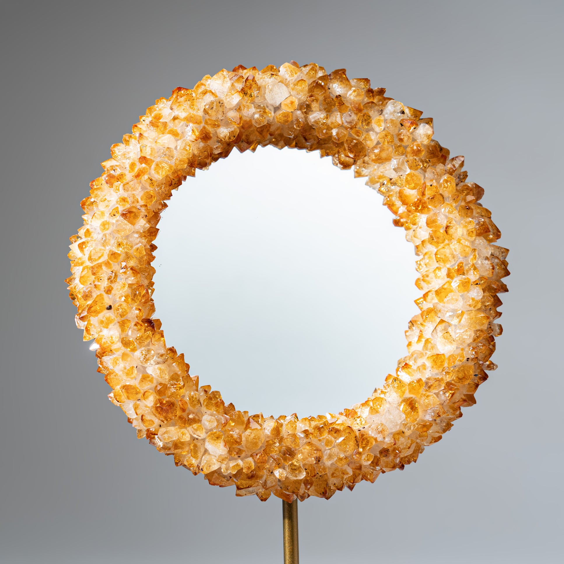 Genuine Citrine Crystal Cluster Mirror on Stand (3 lbs)