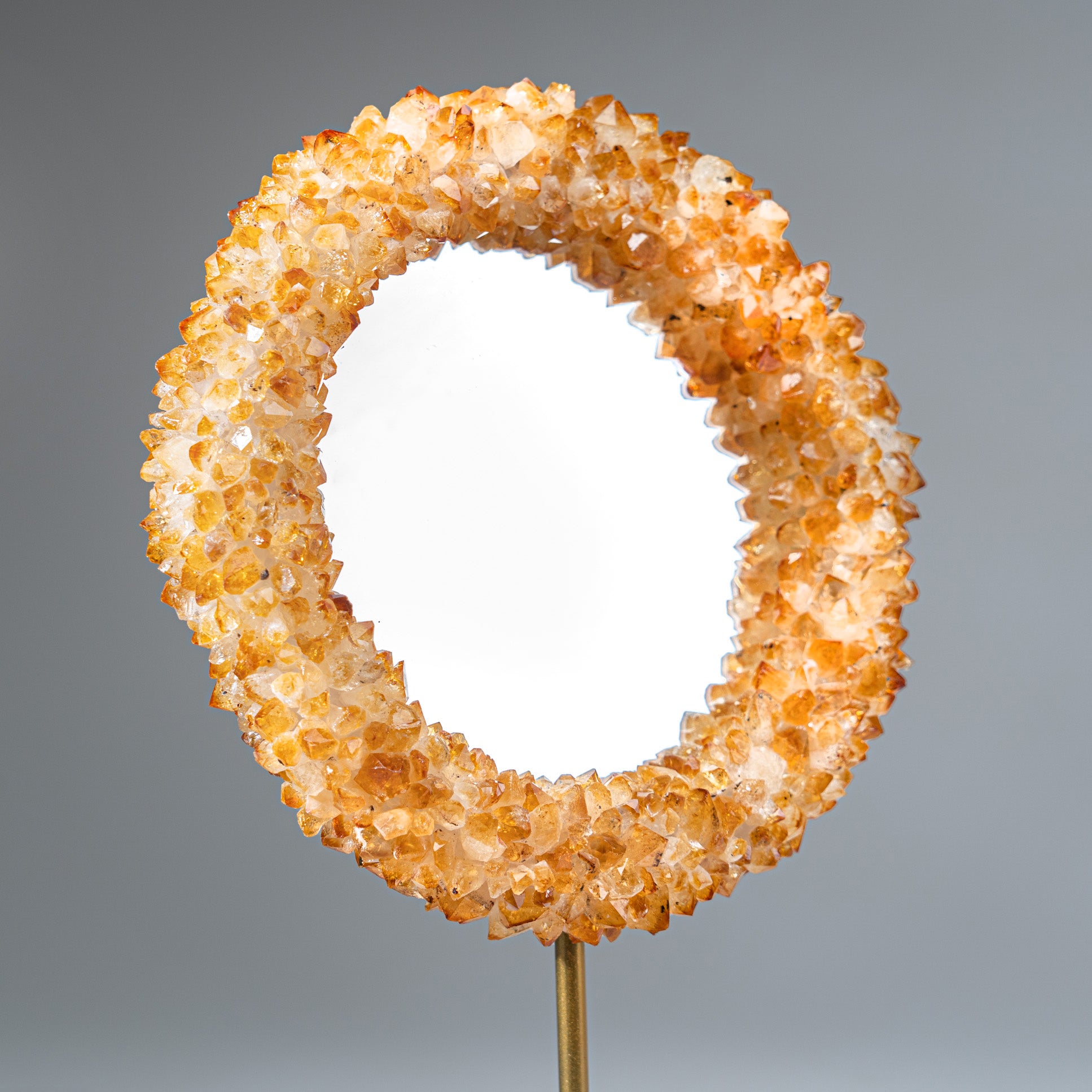 Genuine Citrine Crystal Cluster Mirror on Stand (3 lbs)