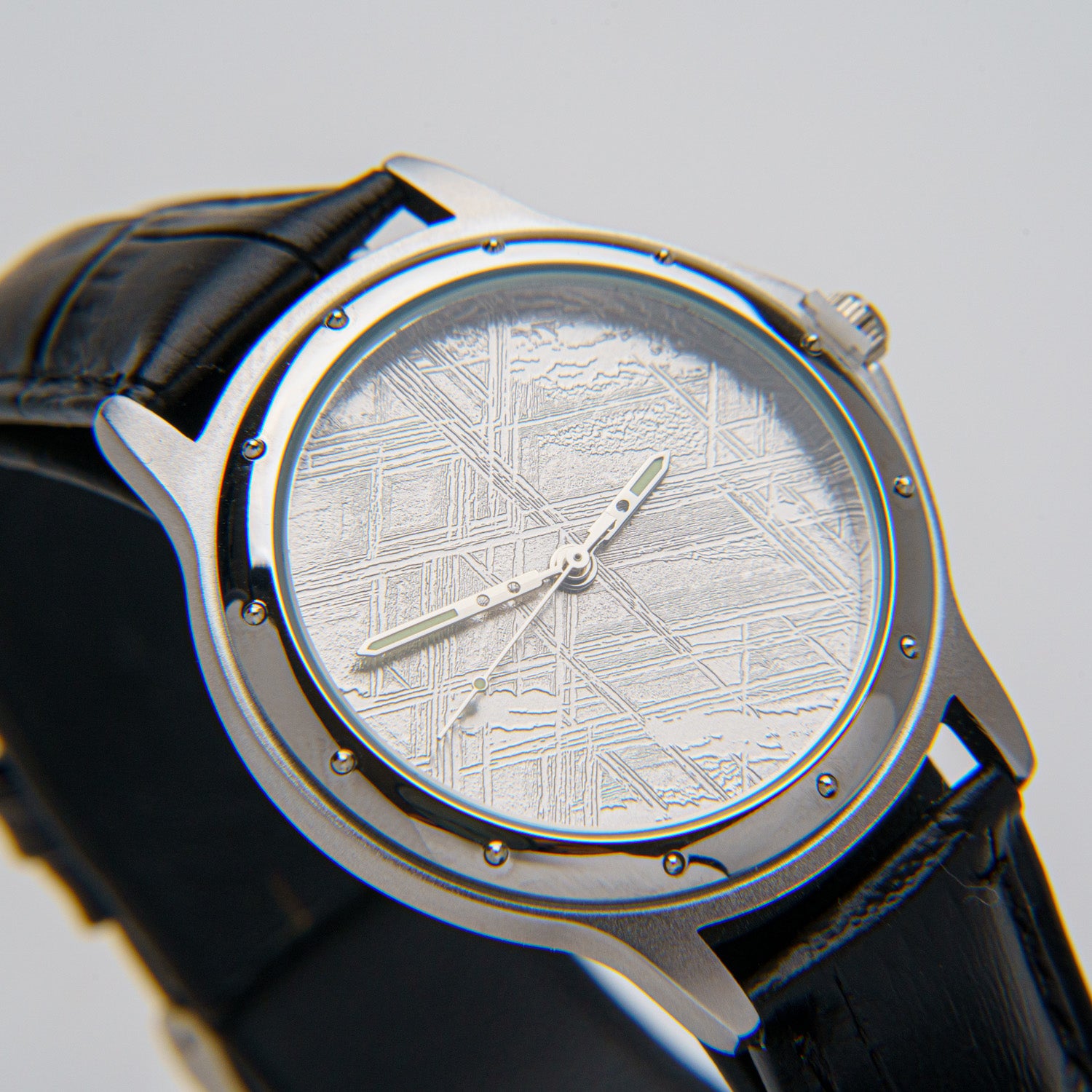 Genuine Muonionalusta Meteorite Watch with Genuine Leather Band