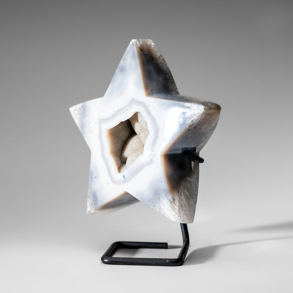 Genuine Agate Geode Star on Custom Metal Stand (4.4