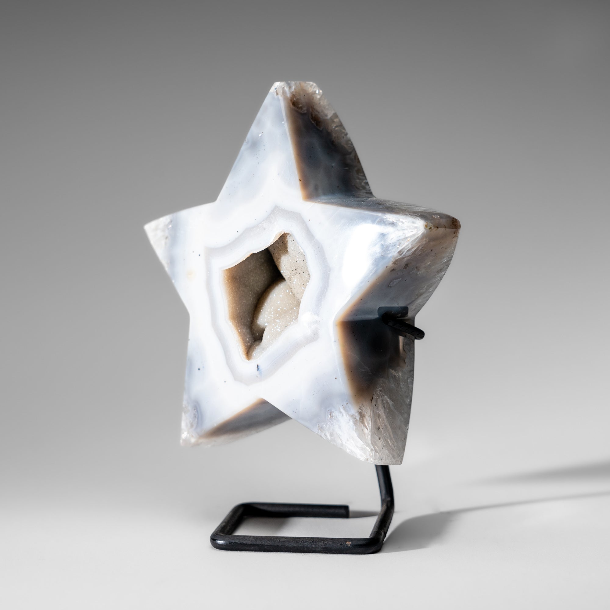 Genuine Agate Geode Star on Custom Metal Stand (4.4", 8 lbs)