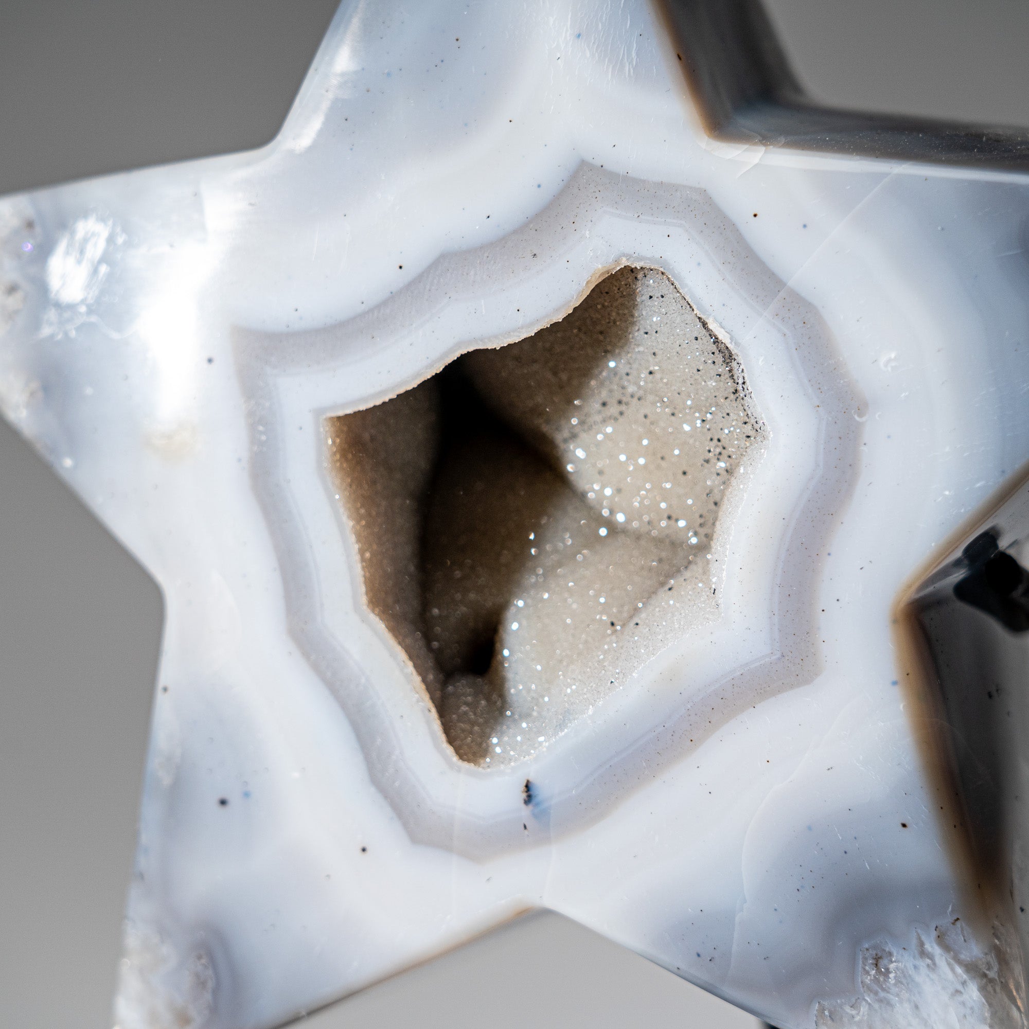 Genuine Agate Geode Star on Custom Metal Stand (4.4", 8 lbs)