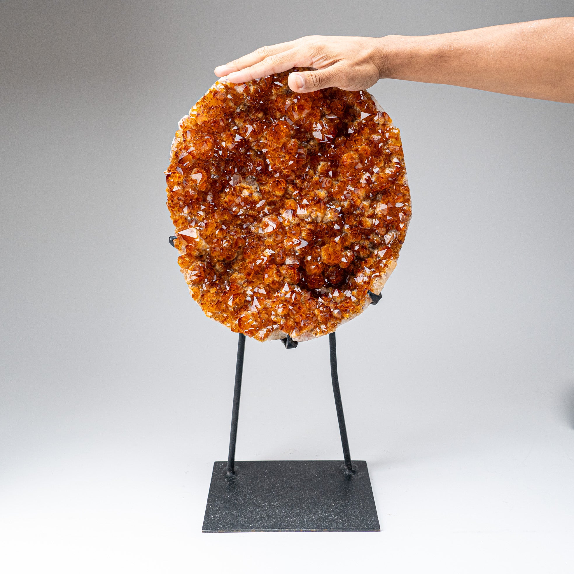 Genuine Citrine Quartz Crystal Cluster on Metal Stand (21", 19.5 lbs)