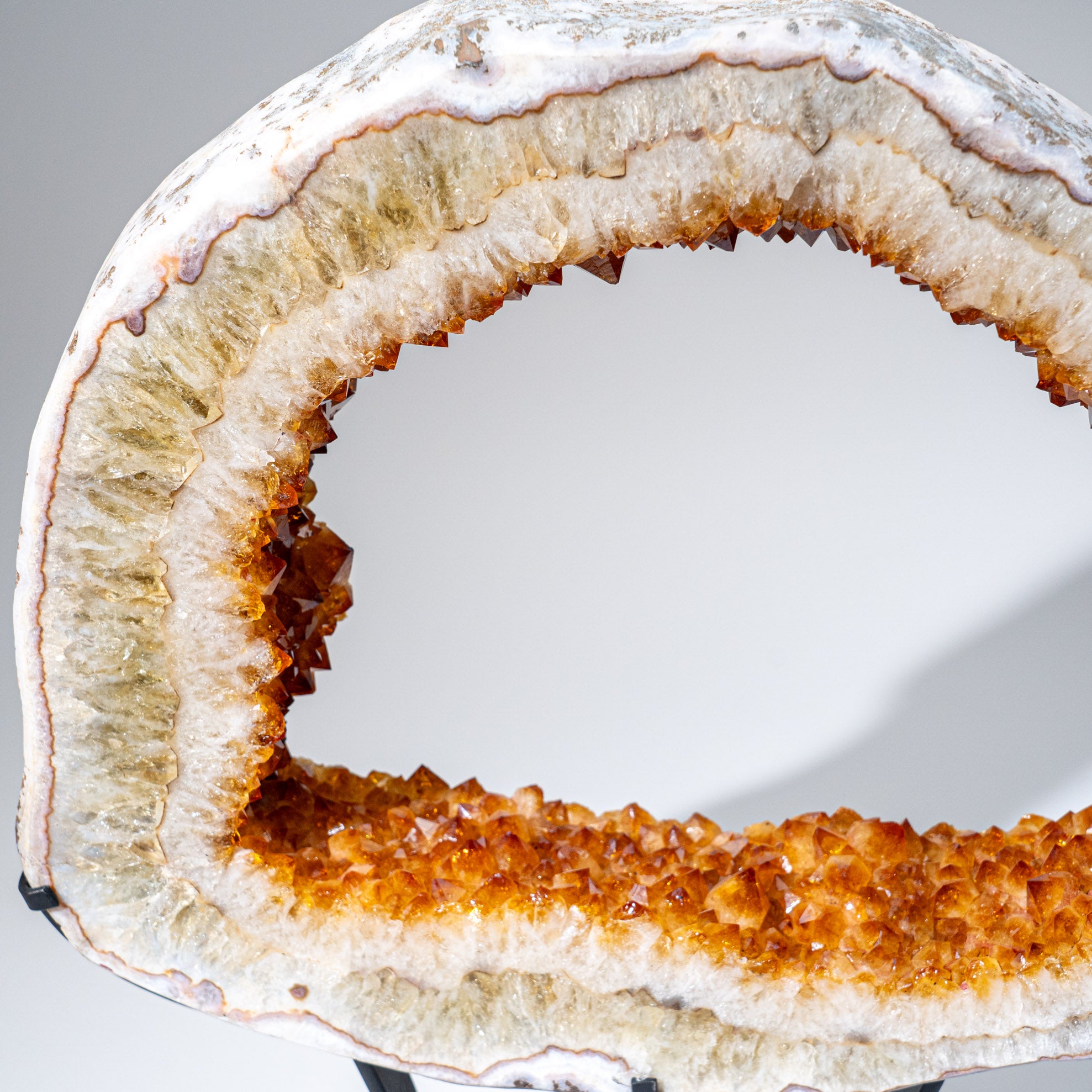 Genuine Citrine Quartz Crystal Geode Slice on Metal Stand (21", 36.5 lbs)