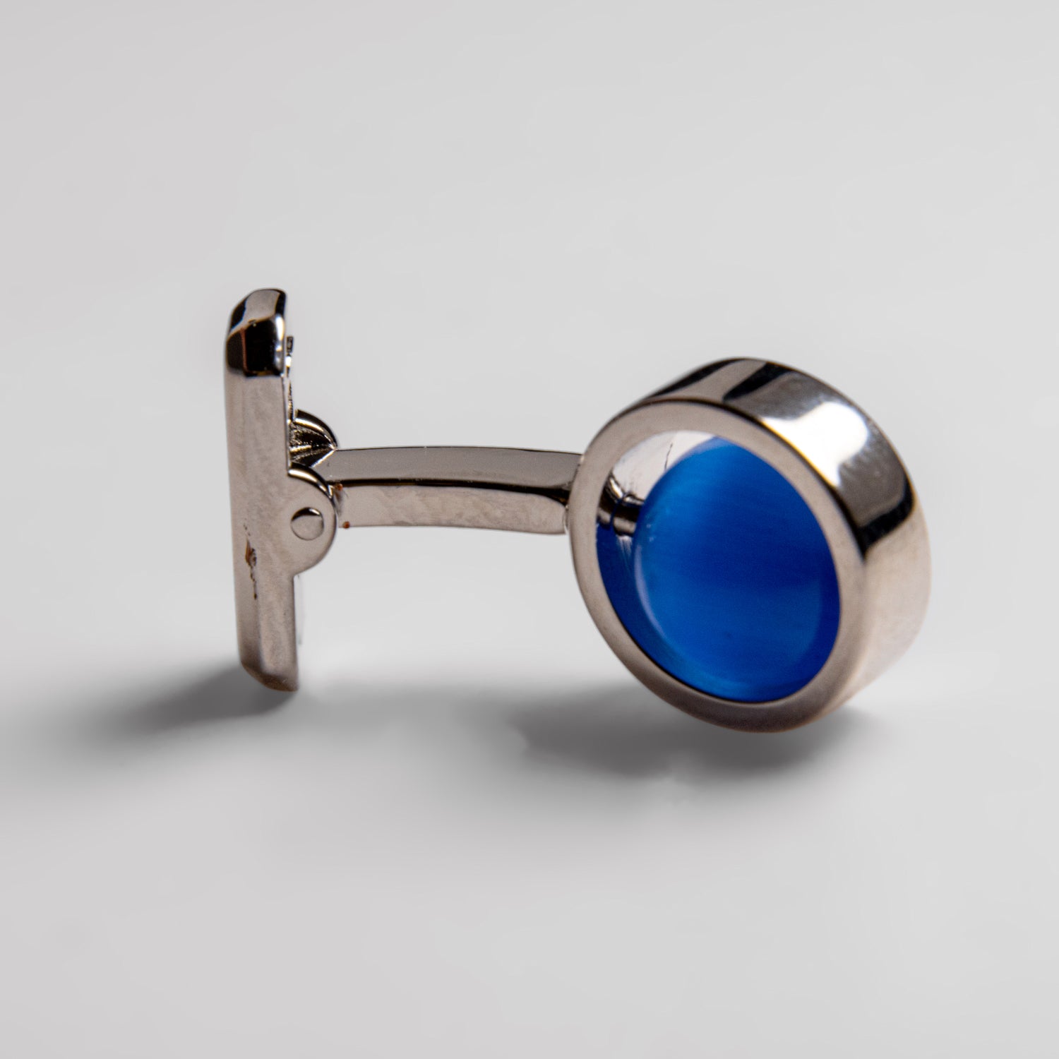 Genuine Stainless Steel Cat's Eye Synthetic Sapphire Cufflink