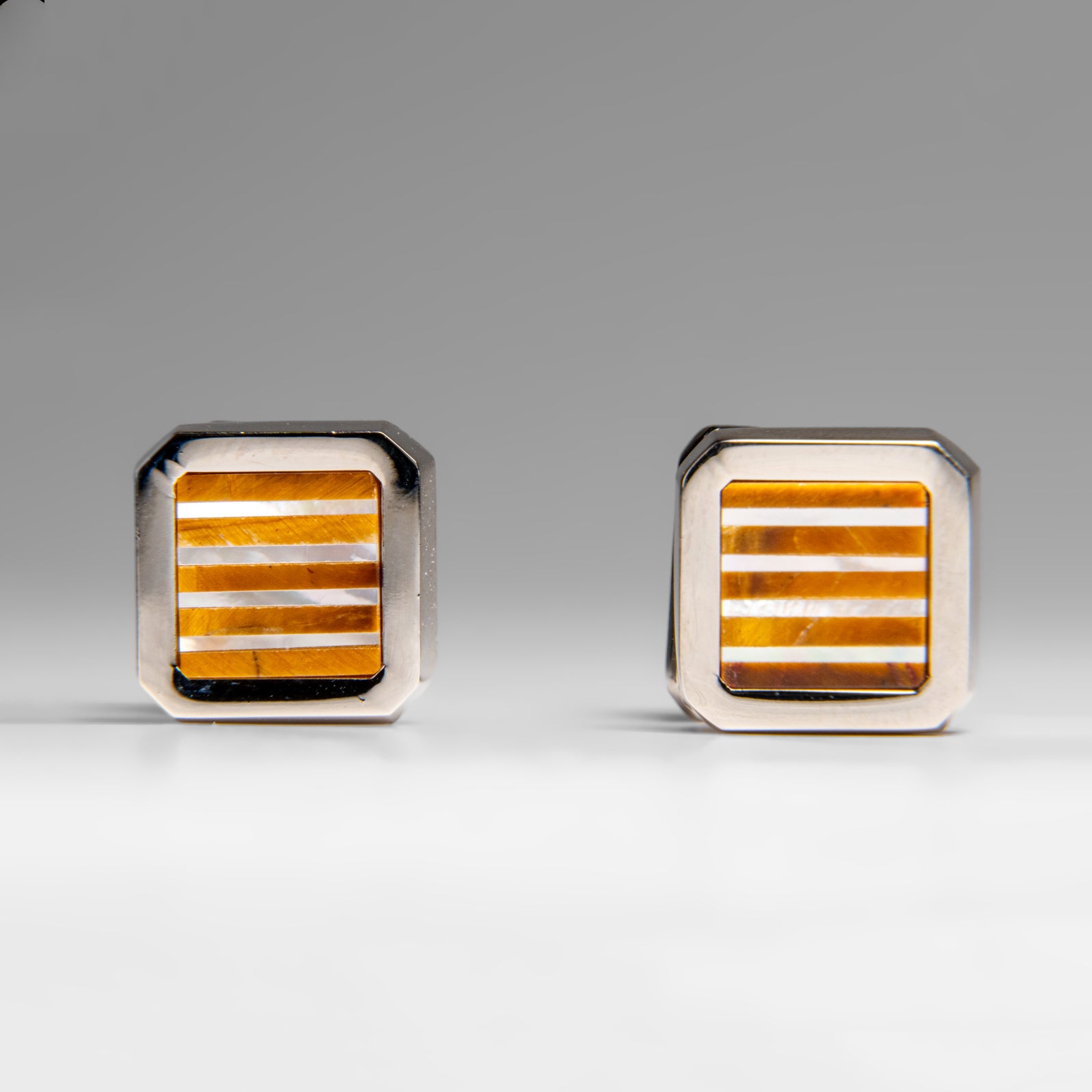 Genuine Stainless Steel Tigers Eye Cufflink
