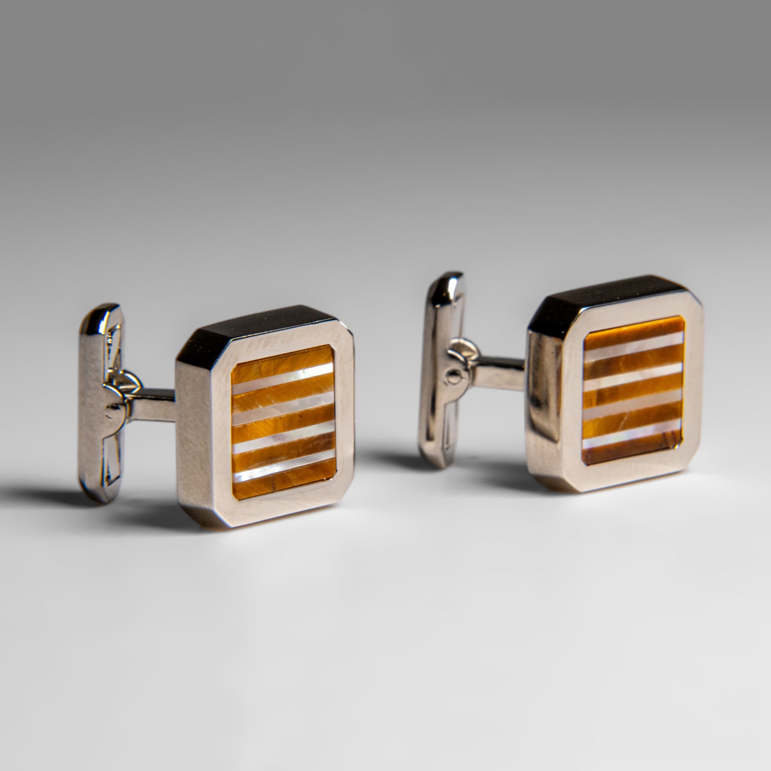 Genuine Stainless Steel Tigers Eye Cufflink
