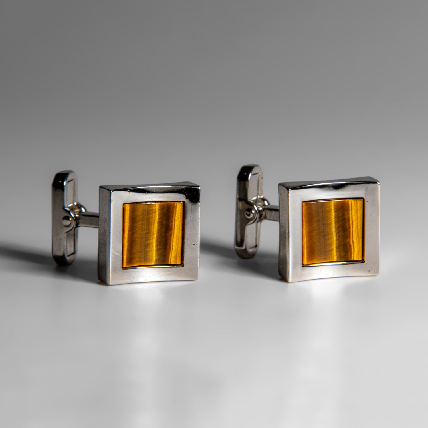 Genuine Stainless Steel Tigers Eye Cufflink