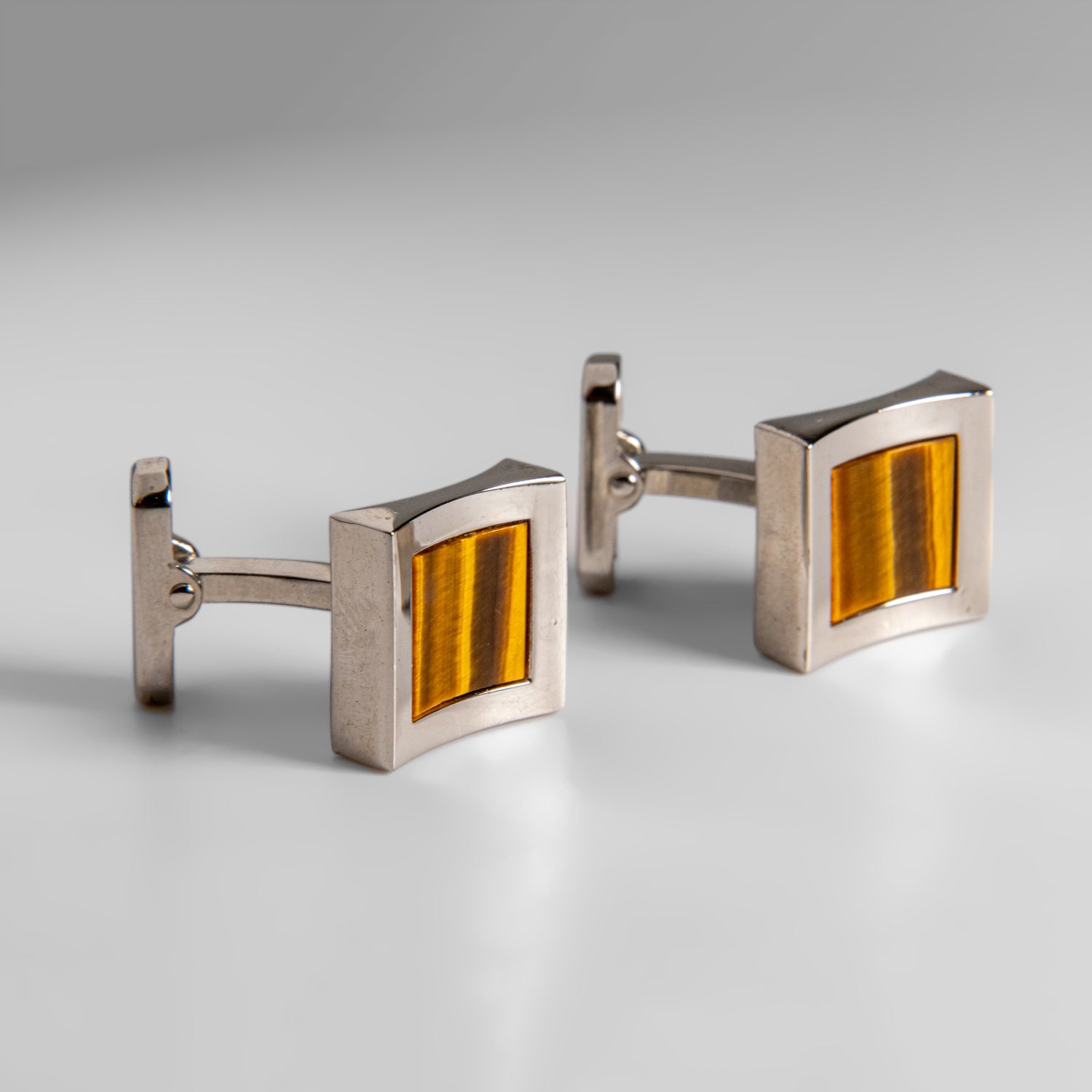 Genuine Stainless Steel Tigers Eye Cufflink