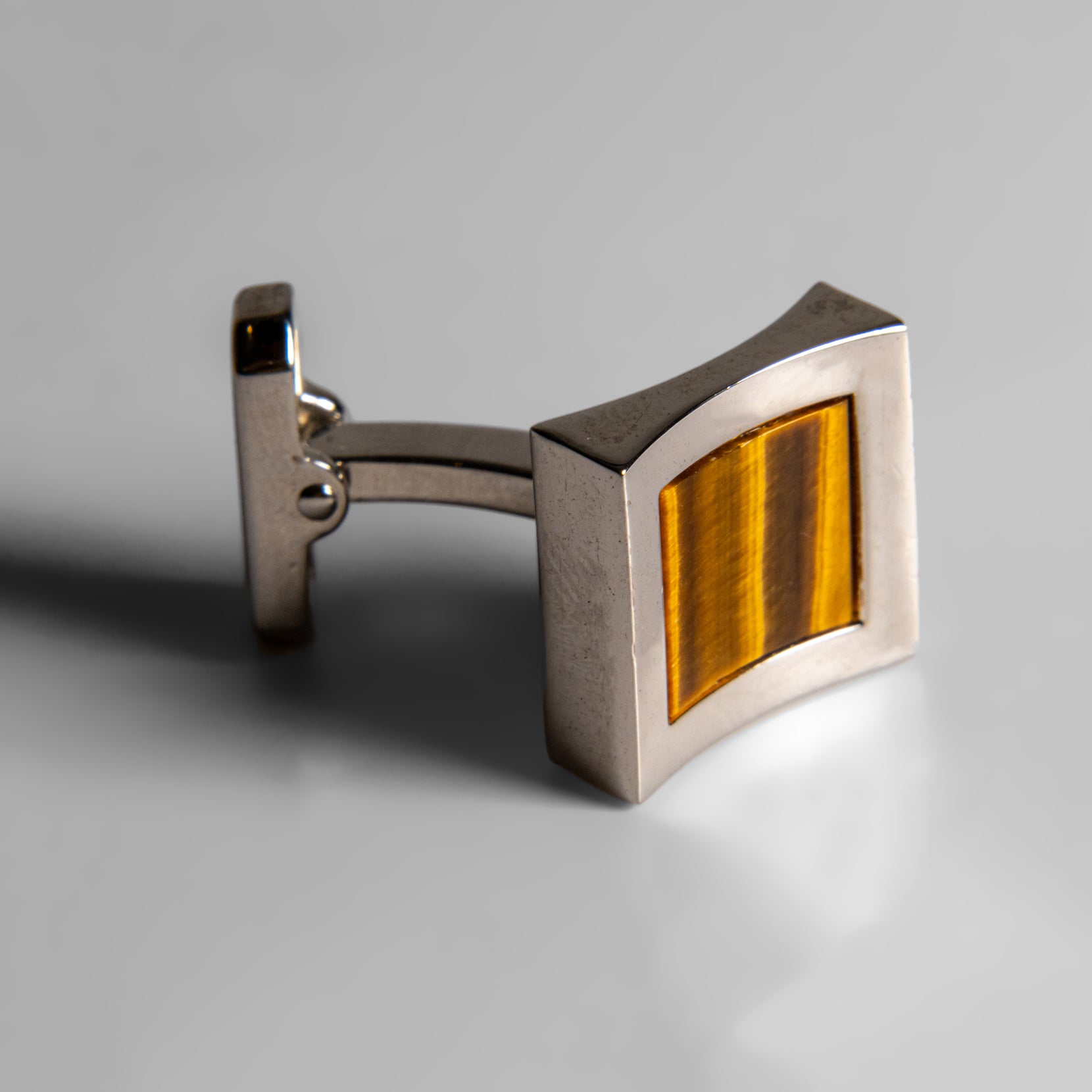 Genuine Stainless Steel Tigers Eye Cufflink