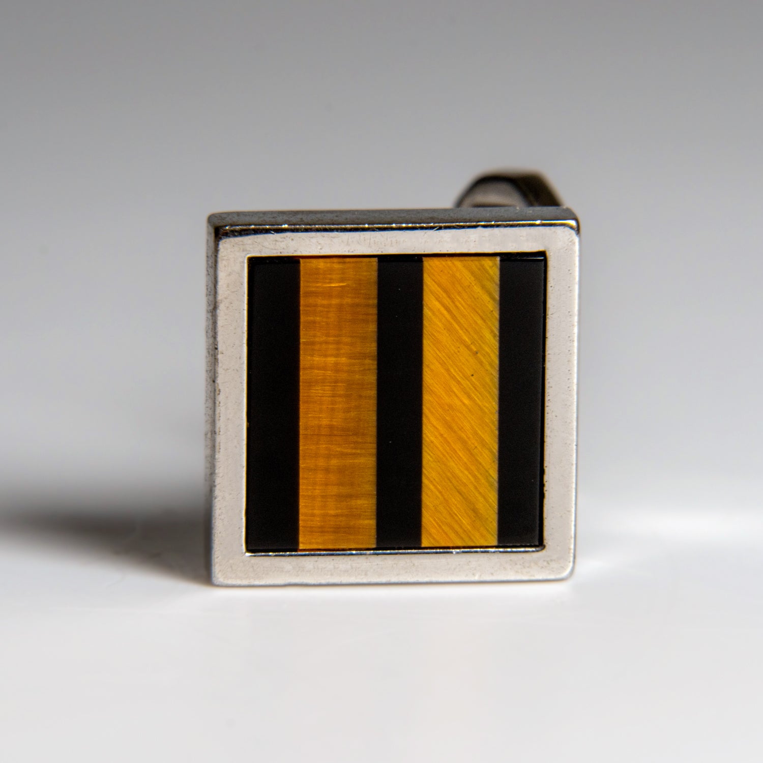 Genuine Stainless Tigers Eye with Onyx Cufflink