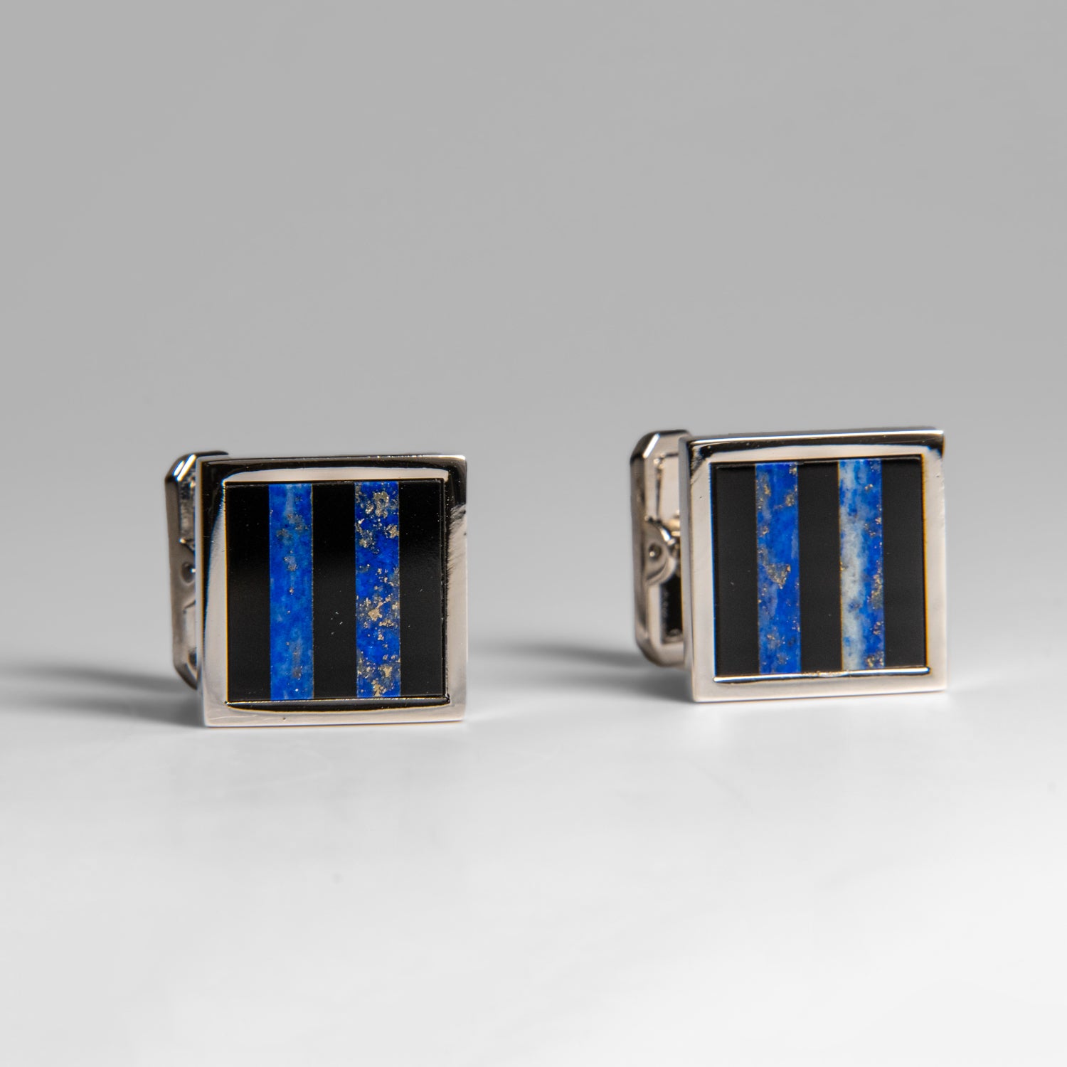 Genuine Stainless Steel Lapis with Onyx Cufflink