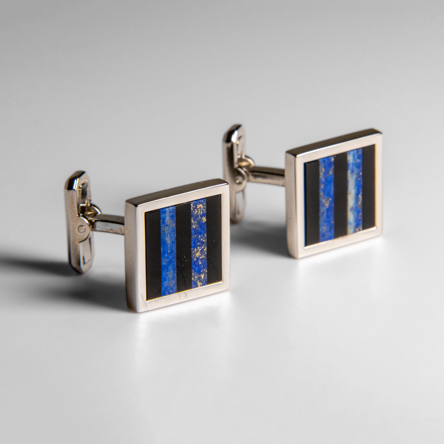 Genuine Stainless Steel Lapis with Onyx Cufflink