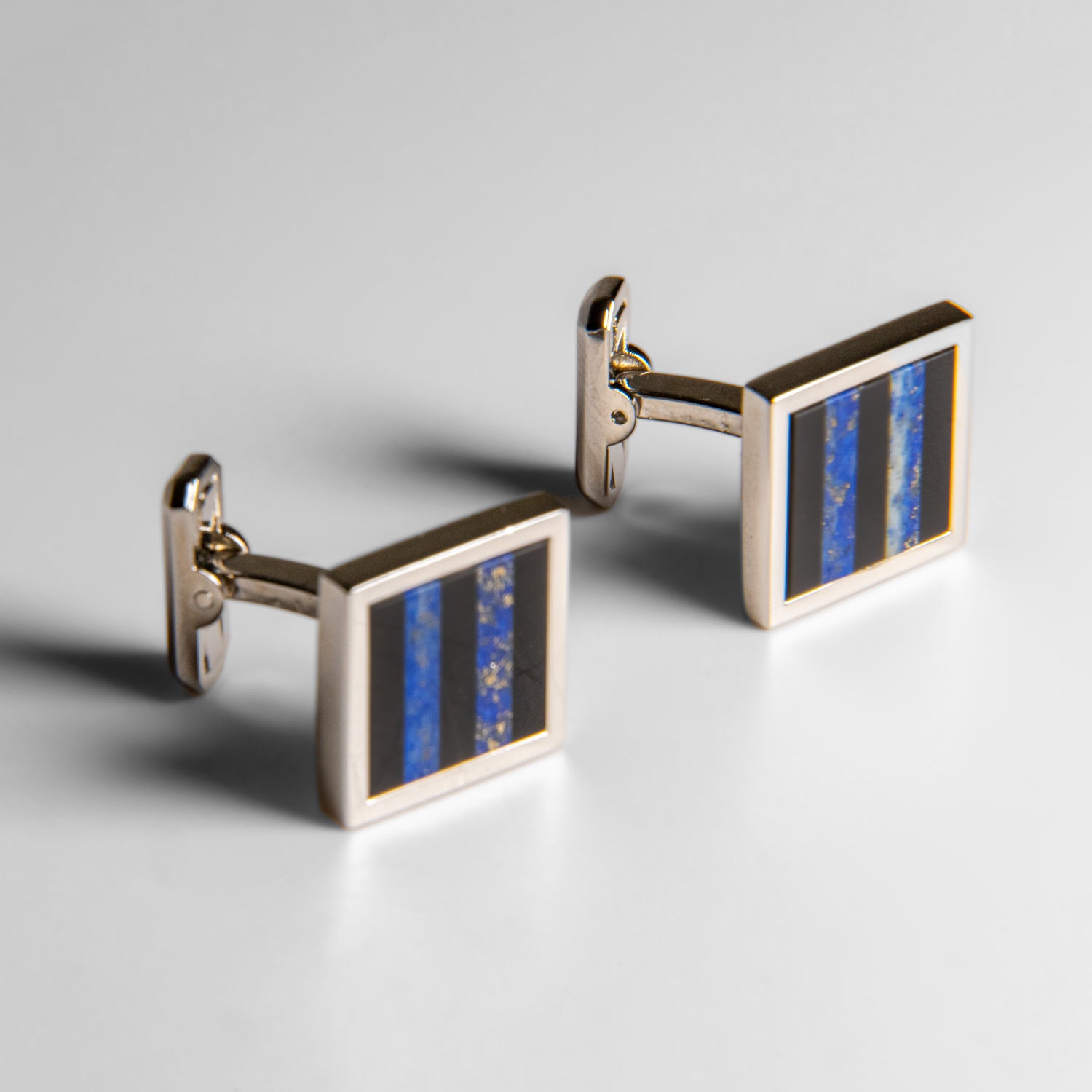 Genuine Stainless Steel Lapis with Onyx Cufflink