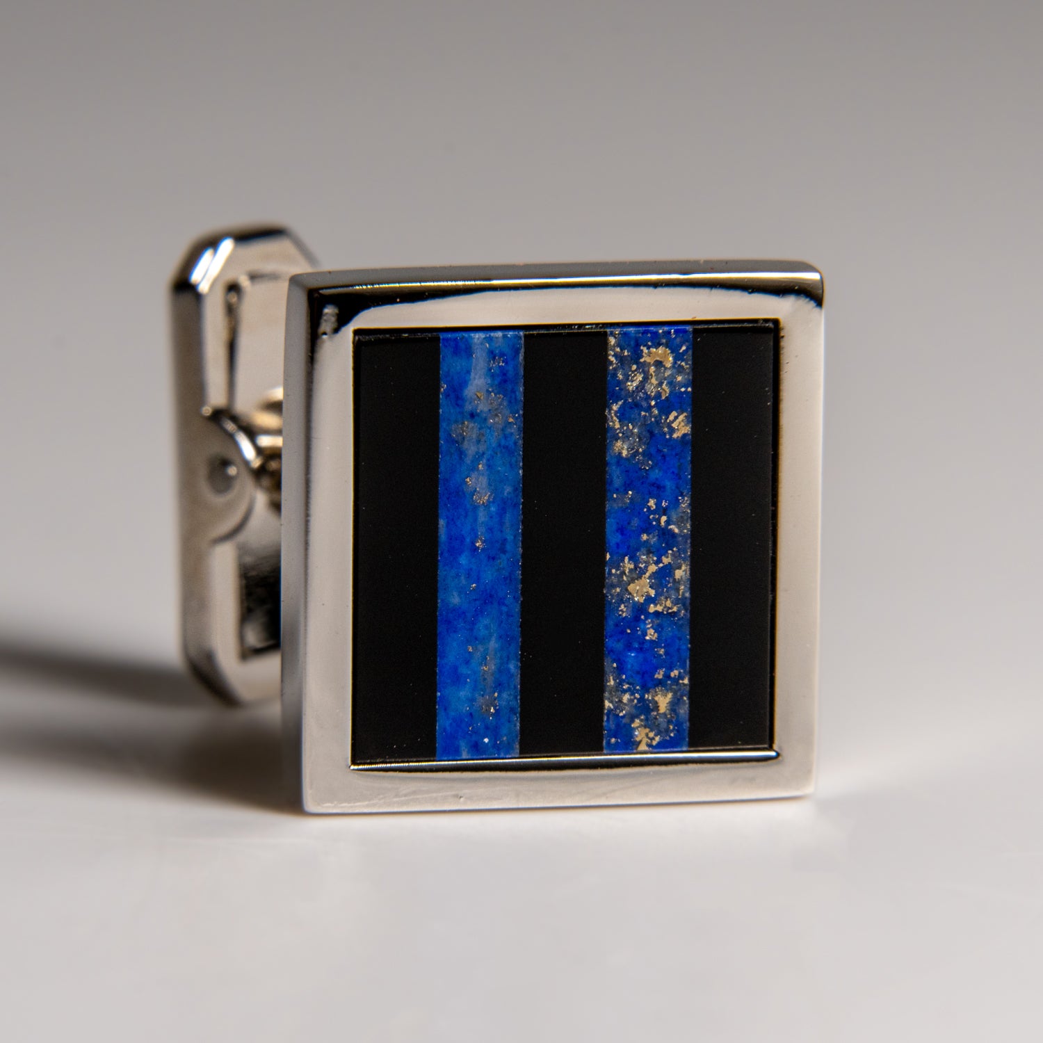 Genuine Stainless Steel Lapis with Onyx Cufflink