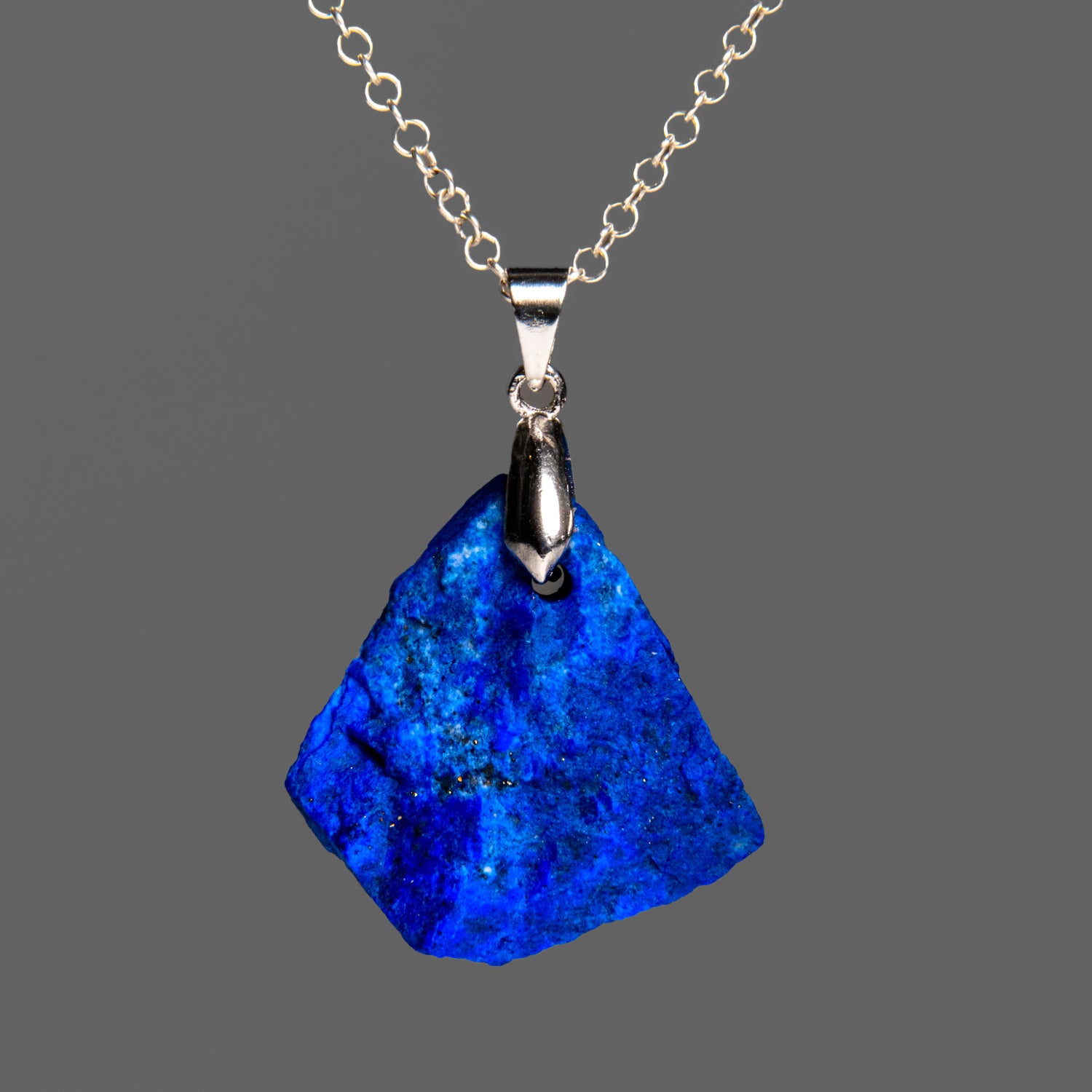 Genuine Natural Lapis Nugget with 18" Sterling Silver Chain