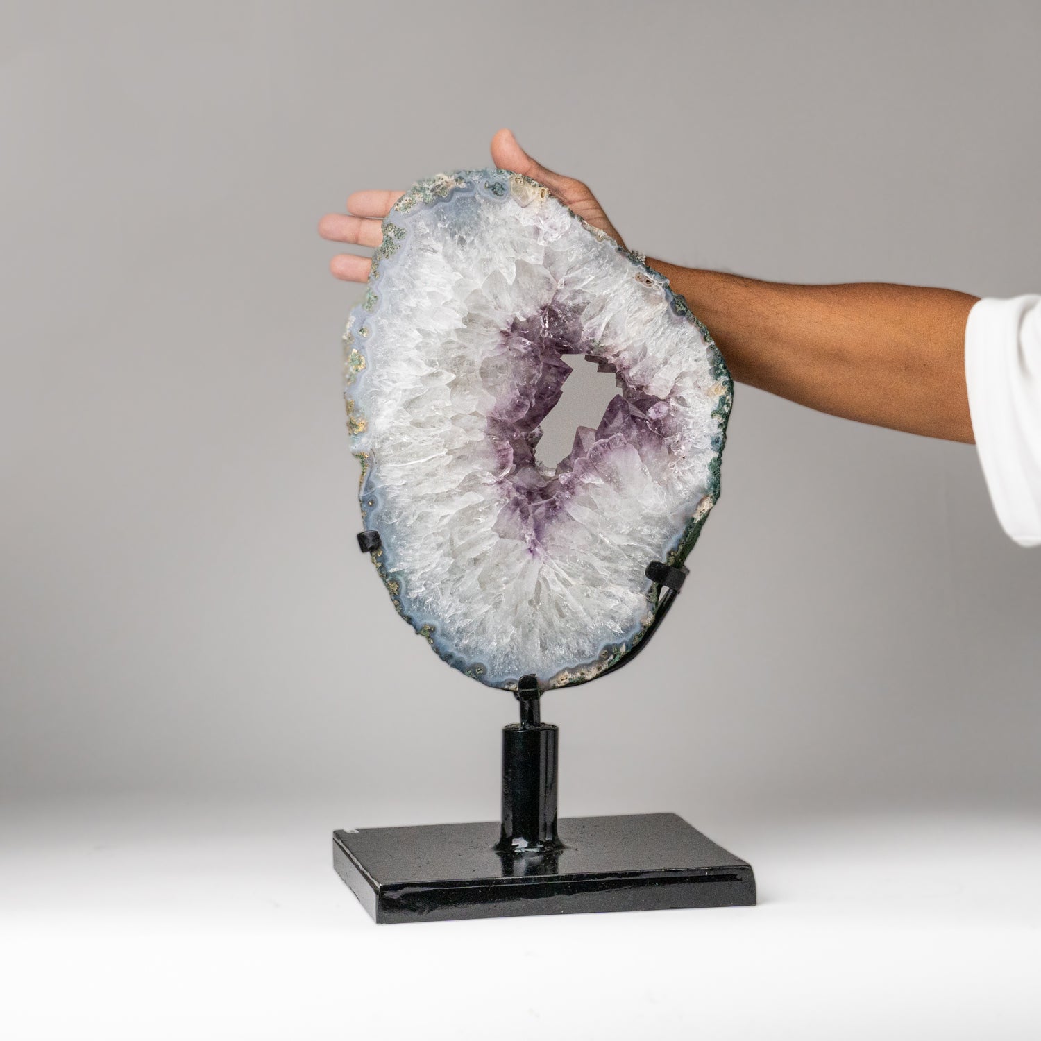 Genuine Amethyst Geode Slice on Stand from Uruguay (17 lbs)
