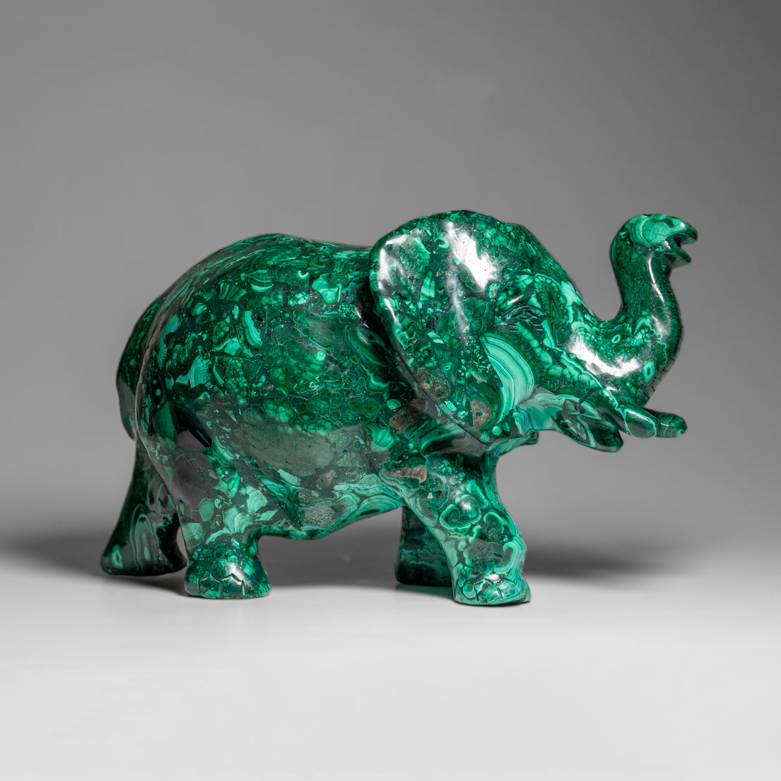 Genuine Polished Malachite Elephant Carving (9 lbs)